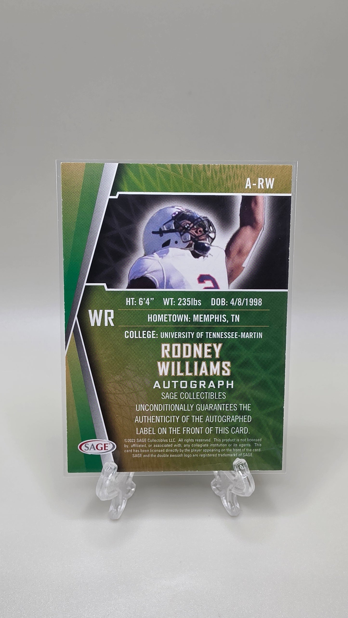 2022 Sage Football Rodney Williams Autograph #A‑RW
