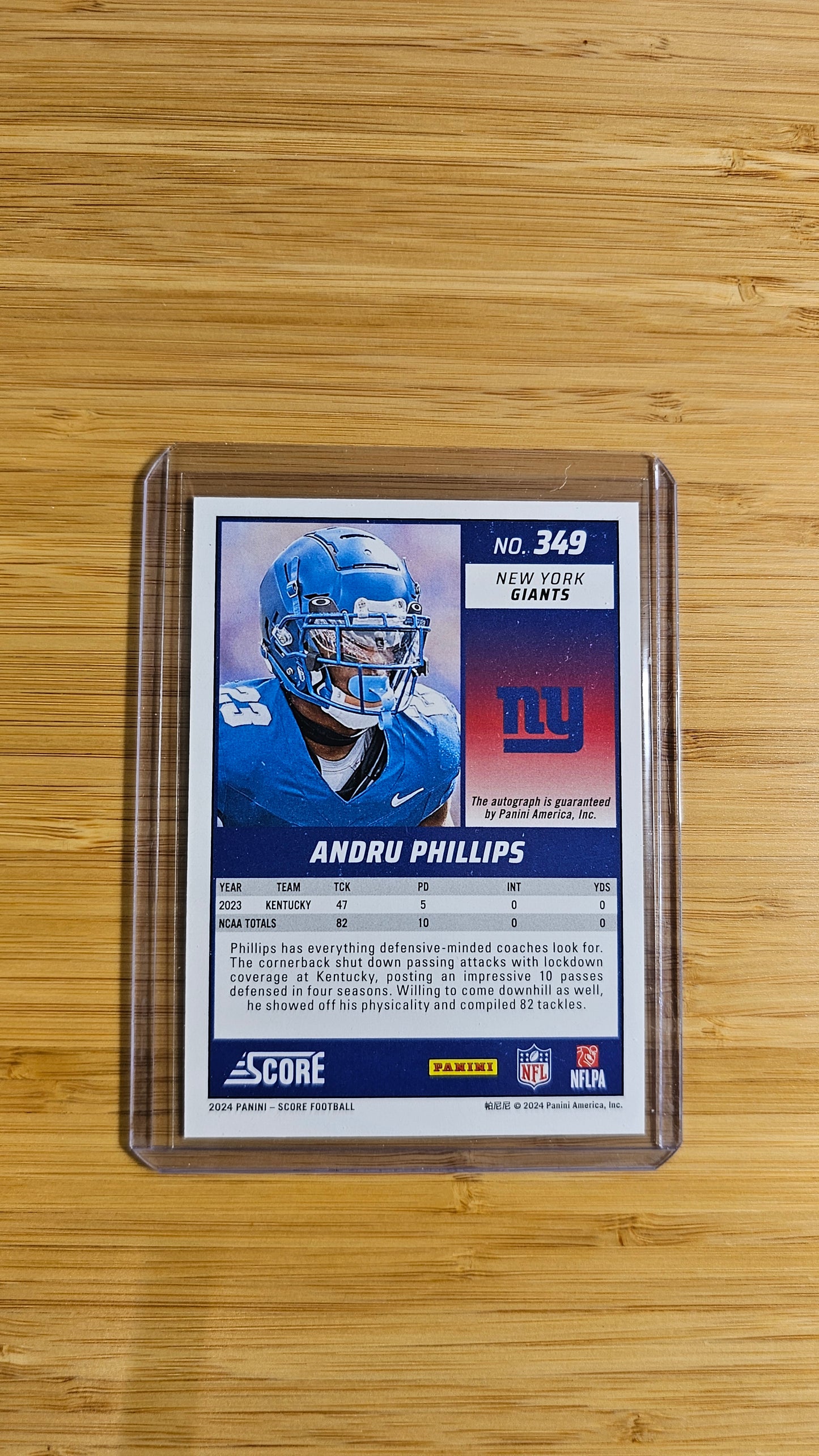 2024 Score Andru Phillips Autograph Card # No.349