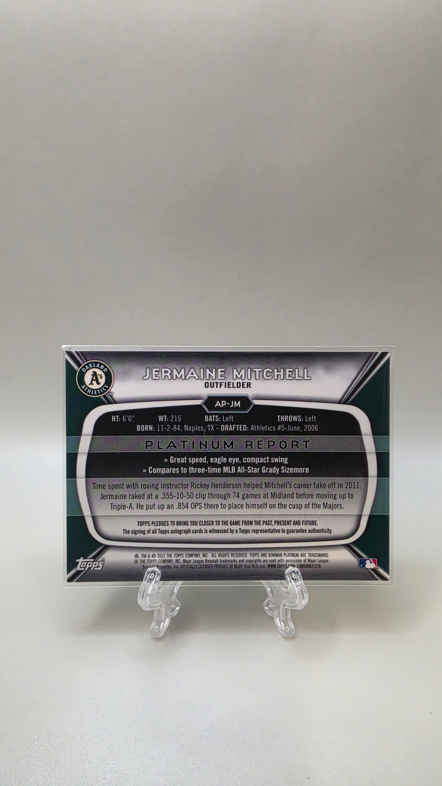 2012 Bowman Platinum Jermain Mitchell Silver Auto #AP-JM