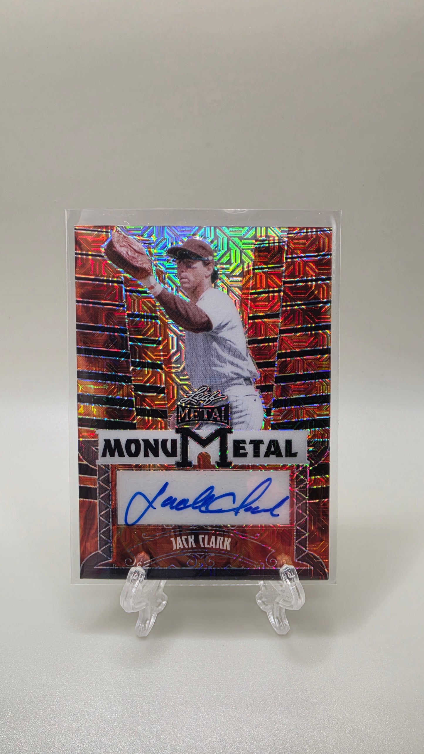 2024 Leaf Metal MonuMetal Jack Clark Orange Mojo Auto # 1/1 !!! Card # MM-JC2
