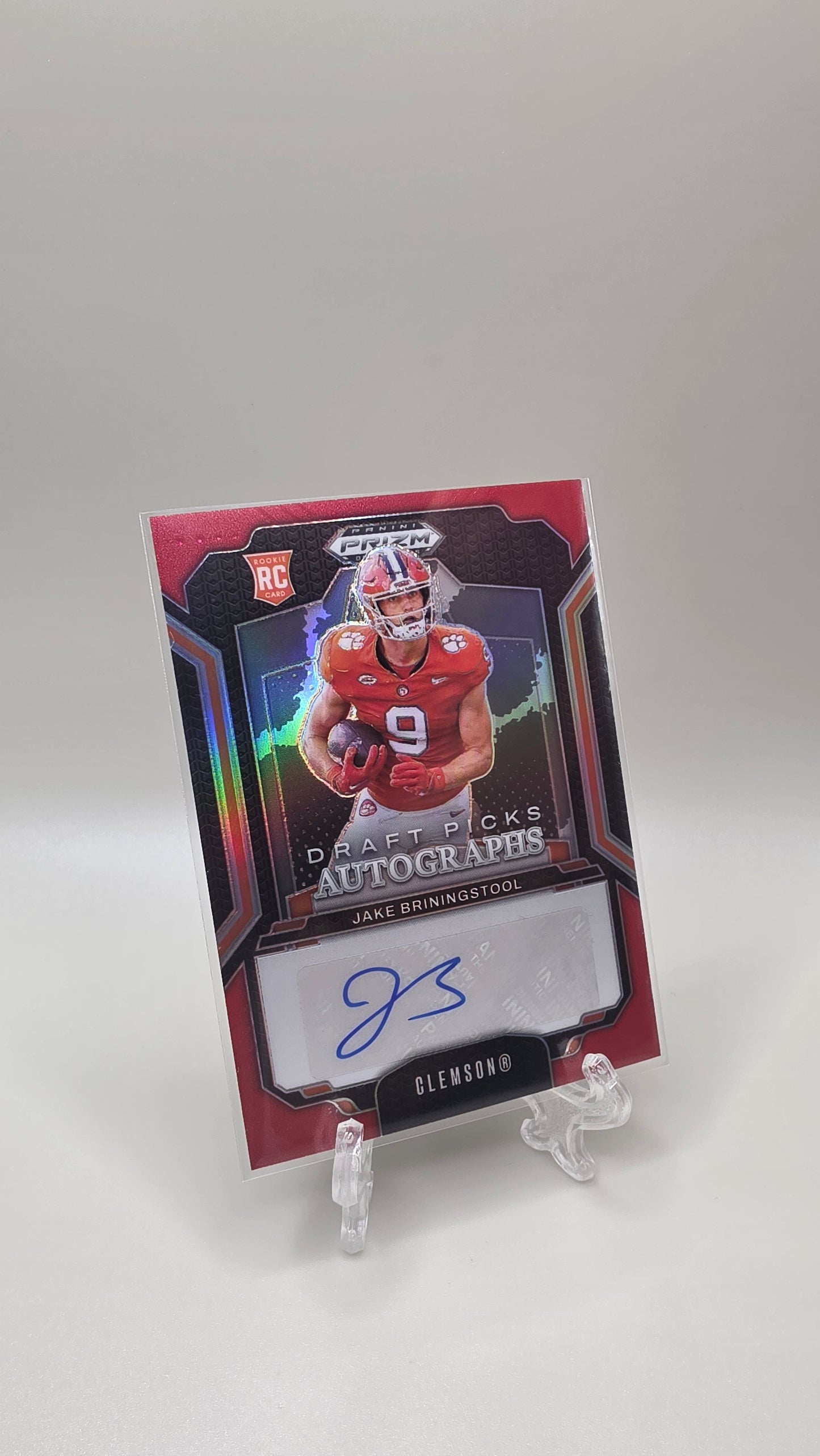 2025 Panini Prizm Draft Picks Autographs Jake Briningstool Red #/399 Card #DPA-JBL