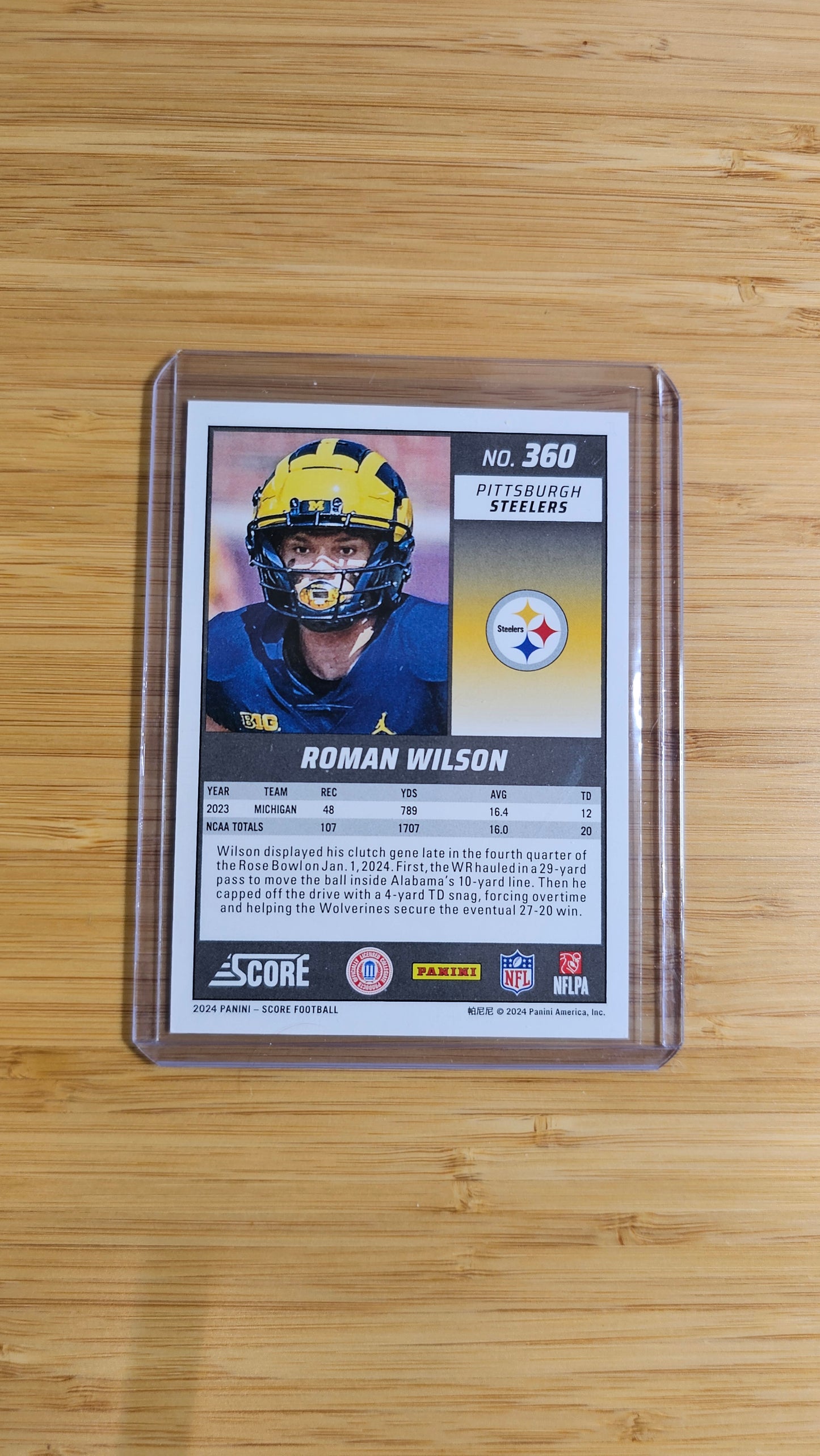 2024 Score Roman Wilson Showcase # /100 Card # No.360