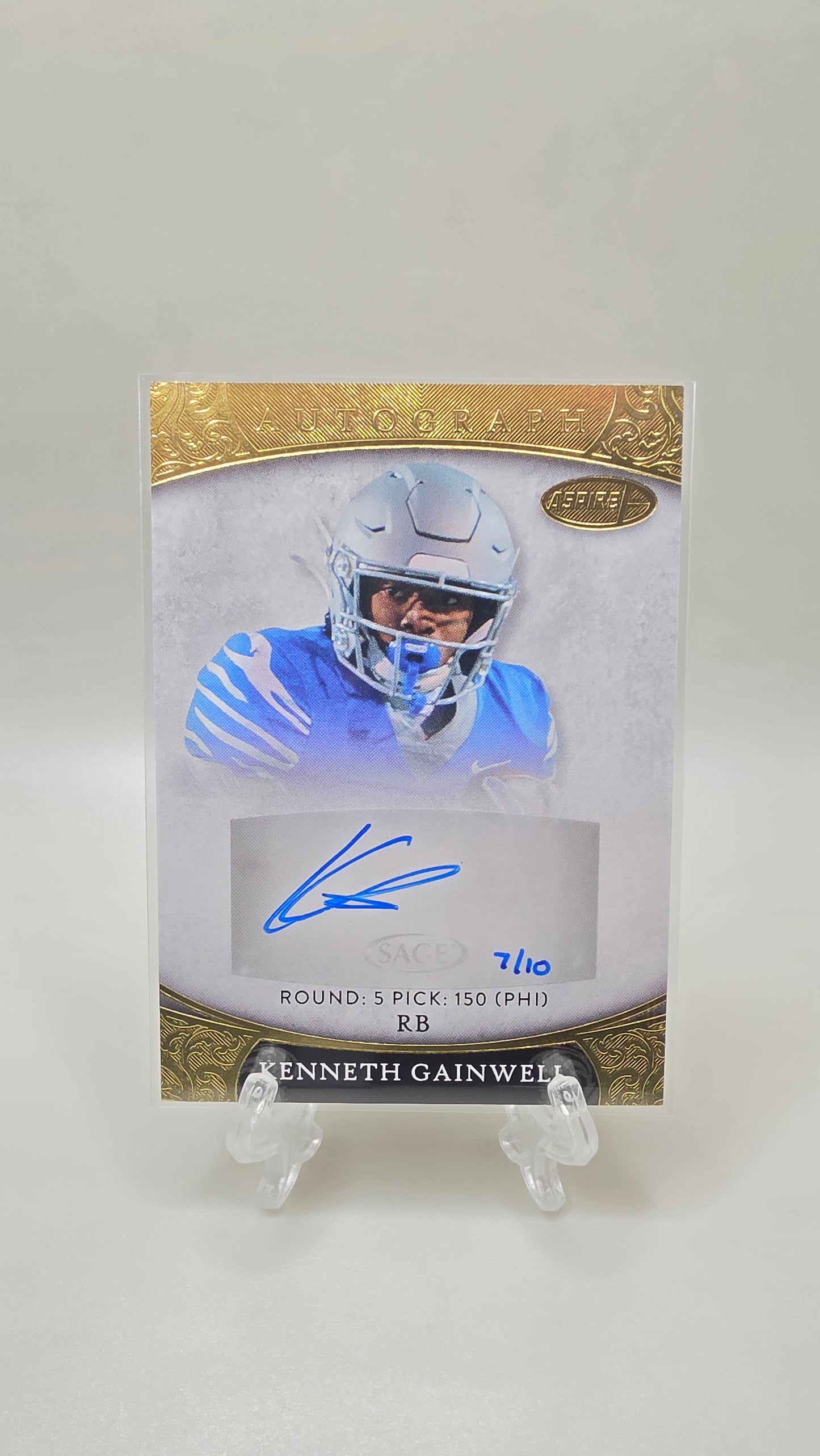2021 Sage Aspire Kenneth Gainwell Gold Auto #/10 Card # ASP-42