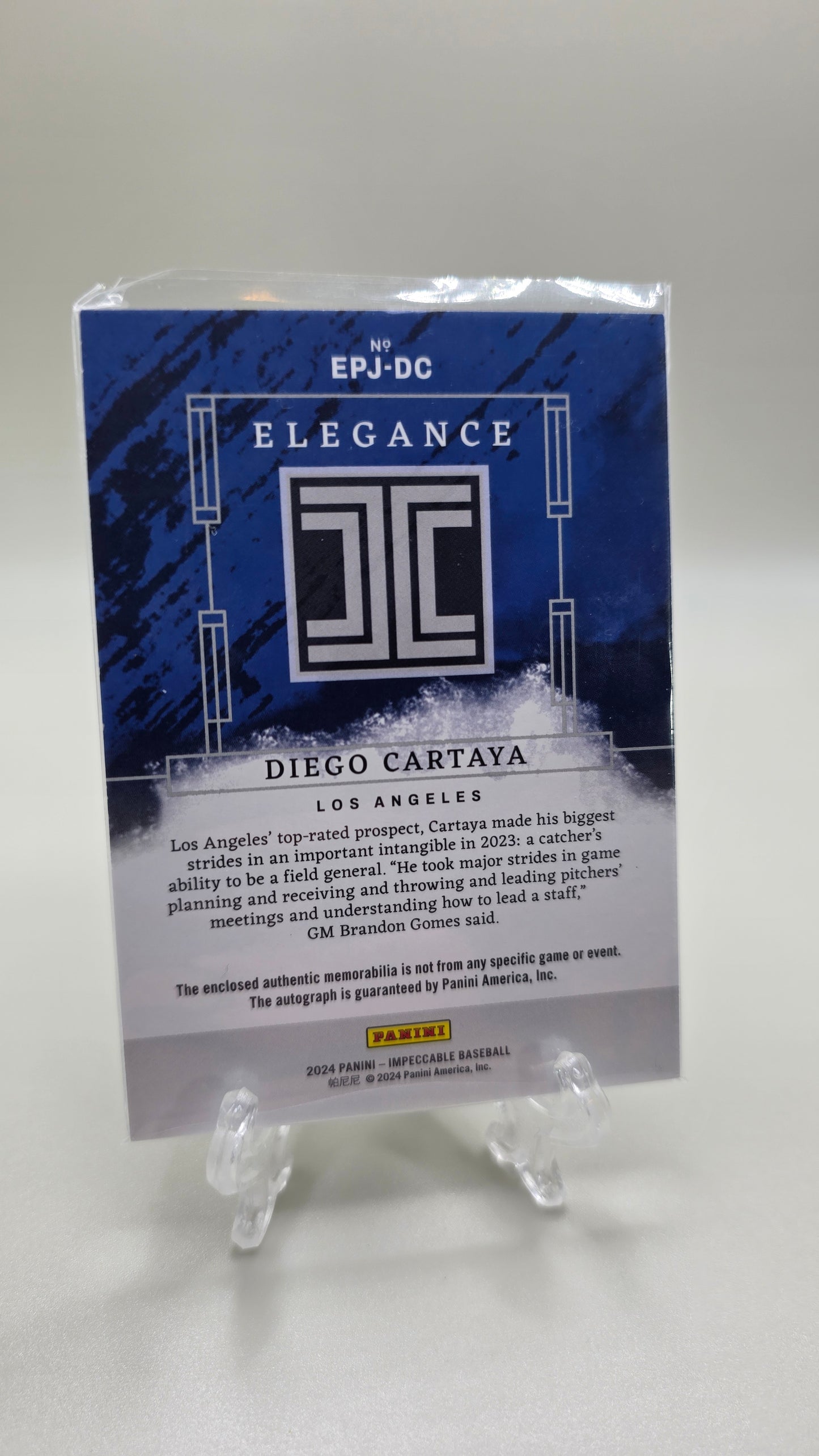 2024 Impeccable Elegance Diego Cartaya Patch Auto #/99 Card #EPJ-DC