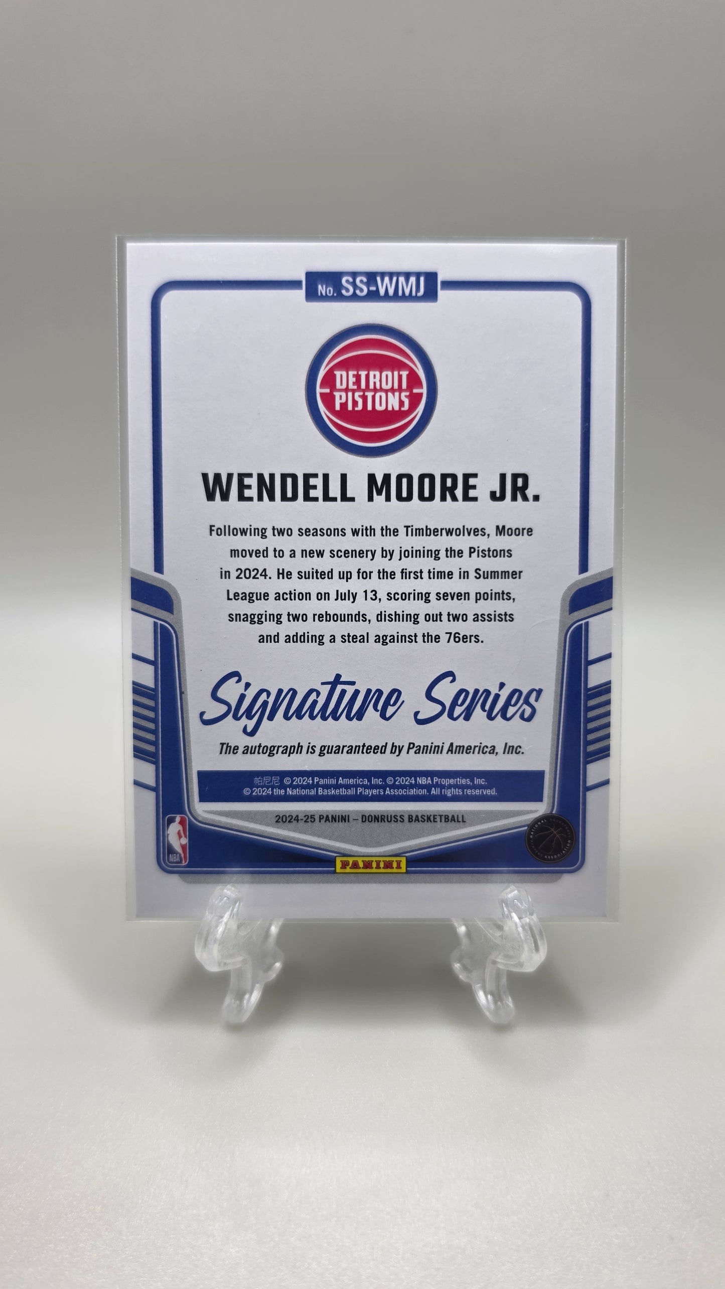 2024-25 Donruss Signature Series Wendell Moore Jr. Auto Card # SS-WMJ