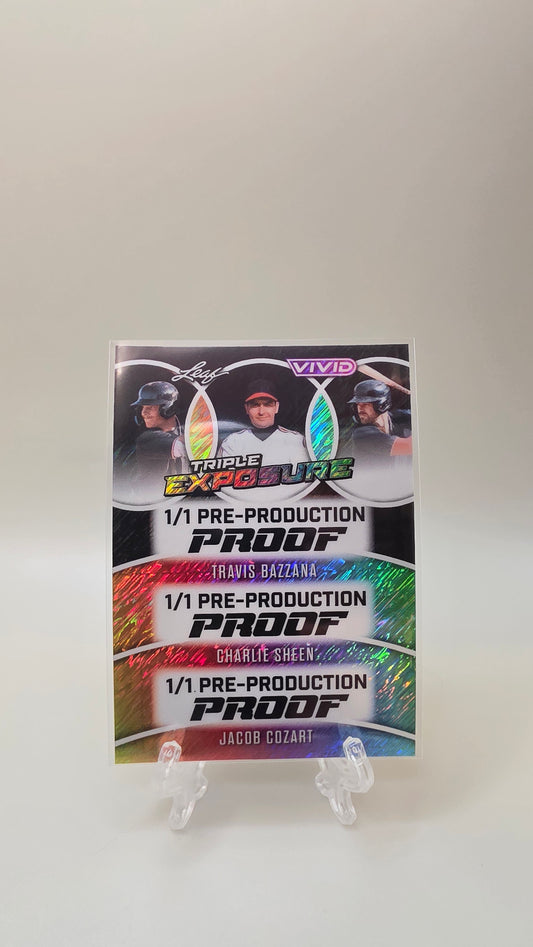 Leaf Vivid 1/1 Pre-Production Proof Triple Exposure Travis Bazzana,Charlie Sheen & Jacob Cozart