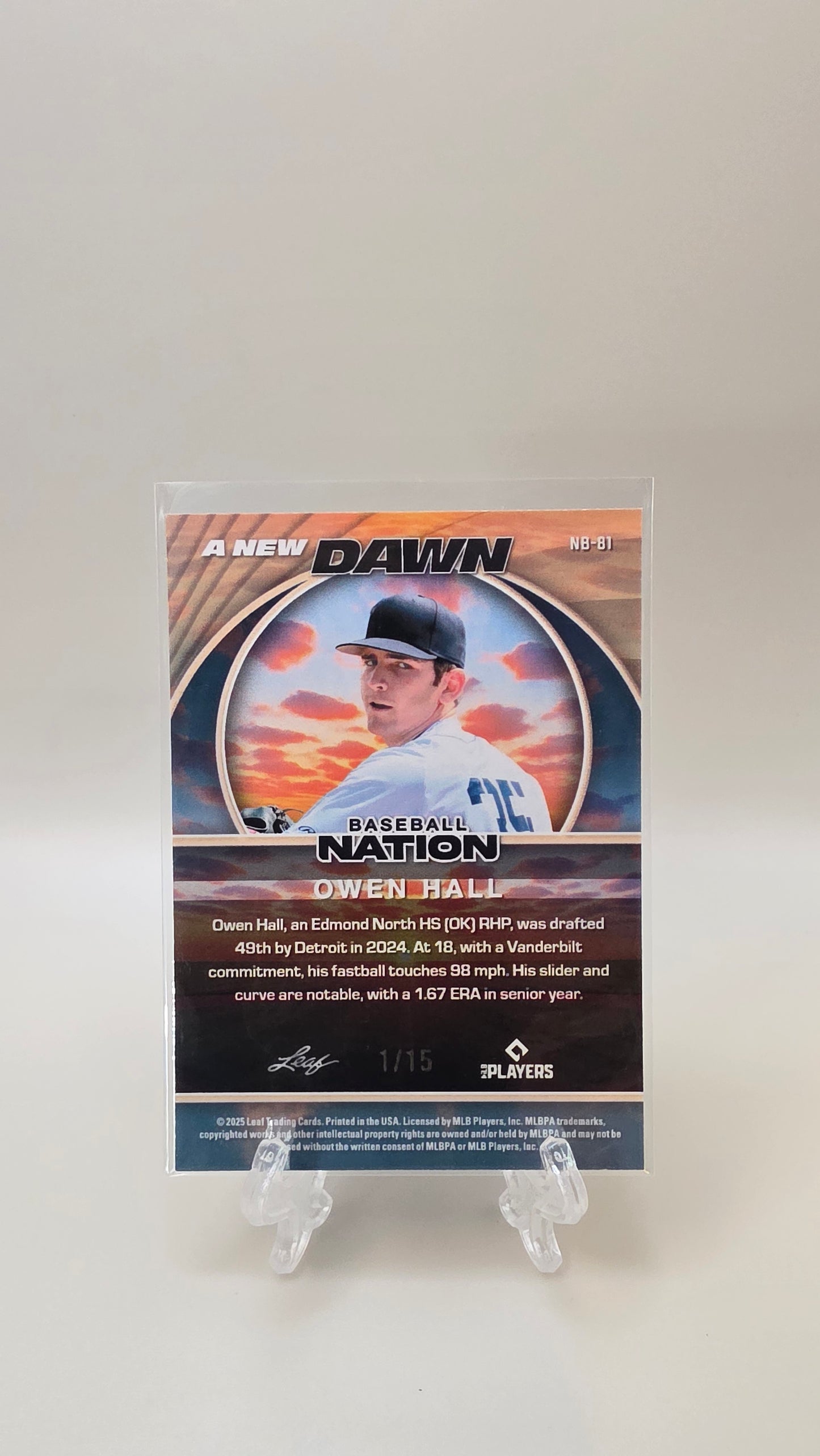 2025 Leaf Owen Hall A New Dawn /15 Prismatic #NB-81