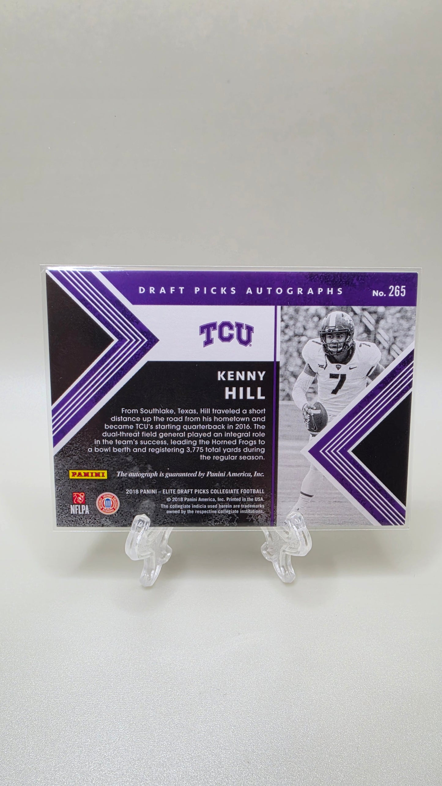 2018 Panini Elite Draft Picks Autographs Kenny Hill Card # 265