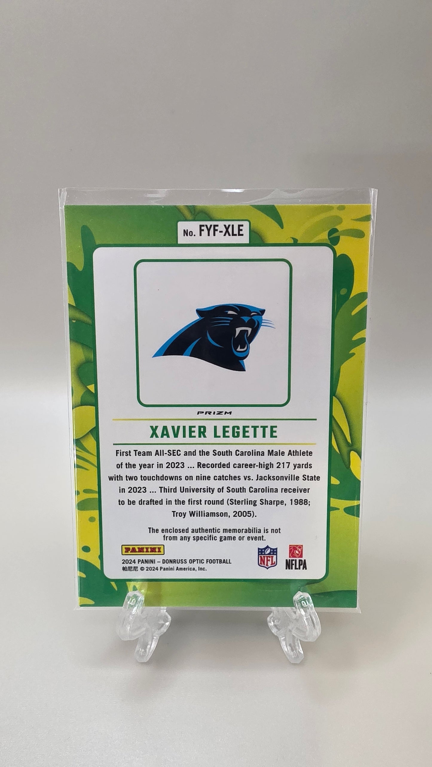 2024 Donruss Optic Xaiver Legette First Year Fresh Swatch RC #FYF-XLE