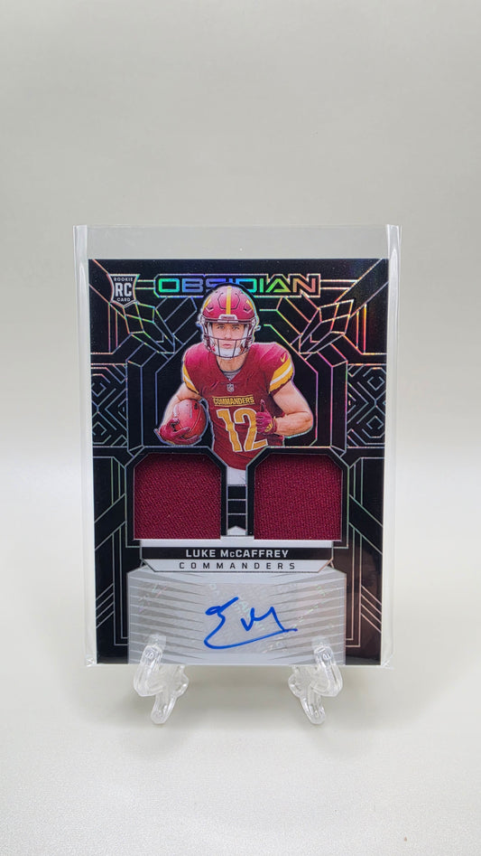 2024 Panini Obsidian Luke McCaffrey Rookie Patch Auto #/299 Card #RMI-LMC