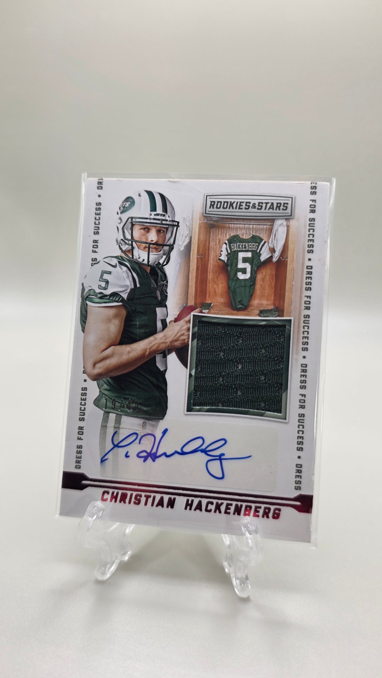 2016 Rookies & Stars Christian Hackenberg RPA True Red #/49 Card #DFS-CH
