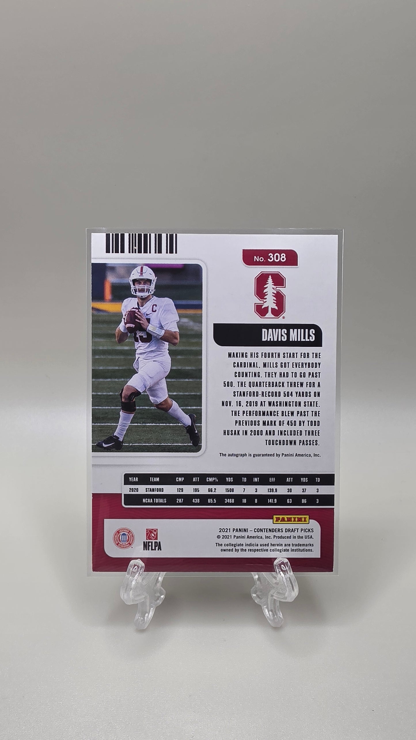 2021 Panini Contenders Draft Picks Davis Mills College Ticket Auto Card # 308