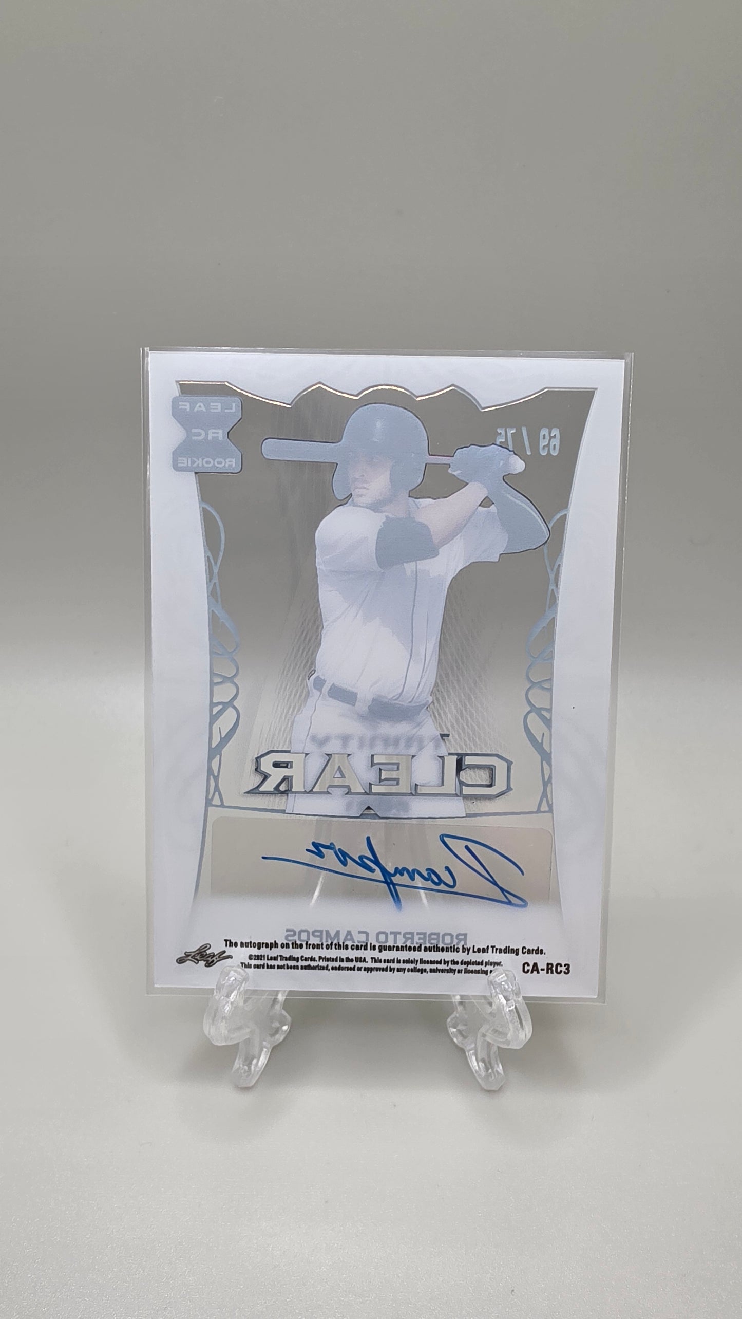 2021 Leaf Trinity Clear Roberto Campos Auto #/75 Card # CA-RC3