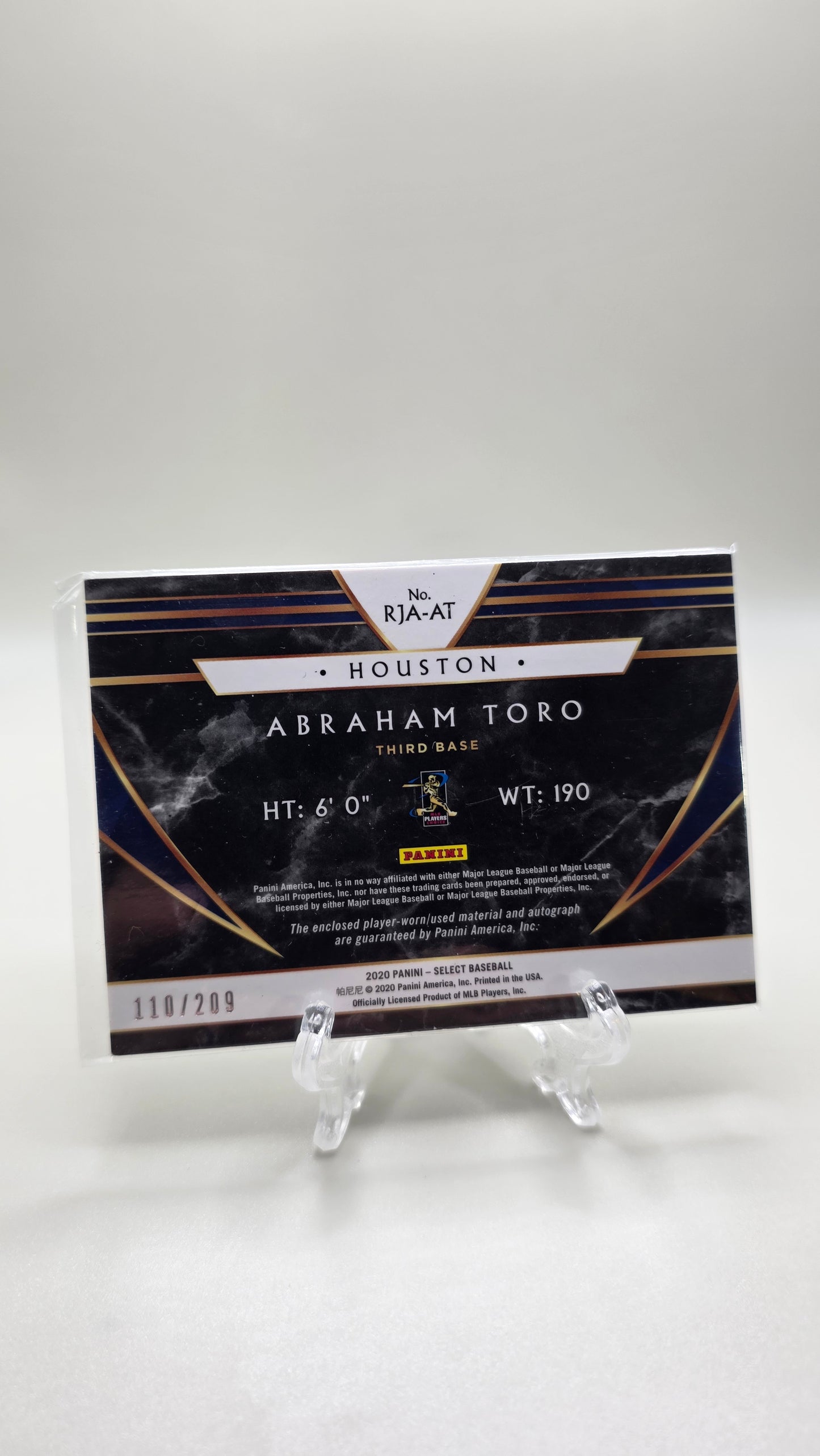2020 Select Abraham Toro Rookie Patch Auto #/209 Card #RJA-AT