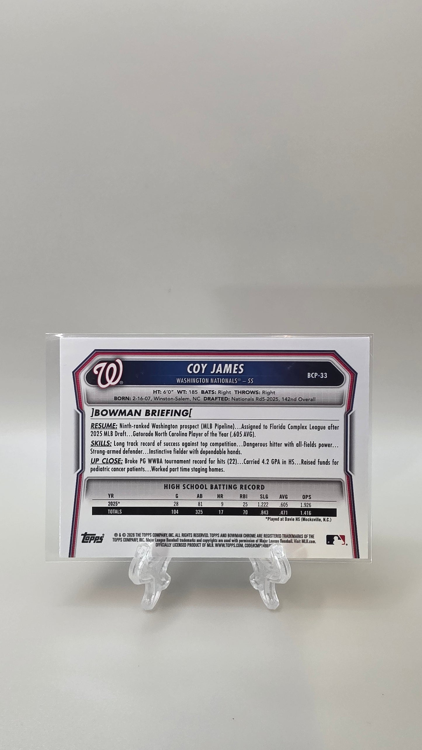 2025 Bowman 1st Coy James Blue Mojo /499 #BCP-33