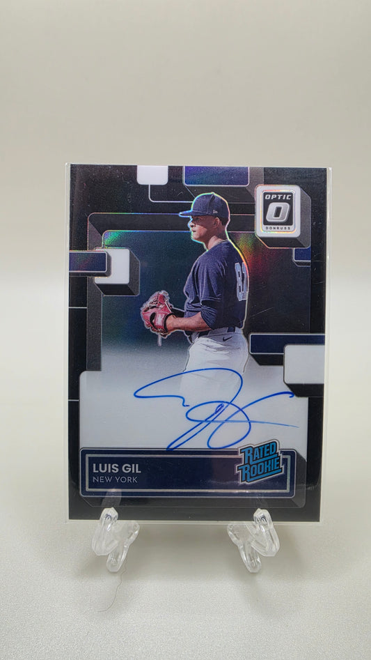 2022 Panini Donruss Baseball Luis Gil Rated Rookie Black Prizm Auto #/49 #RRS-LG