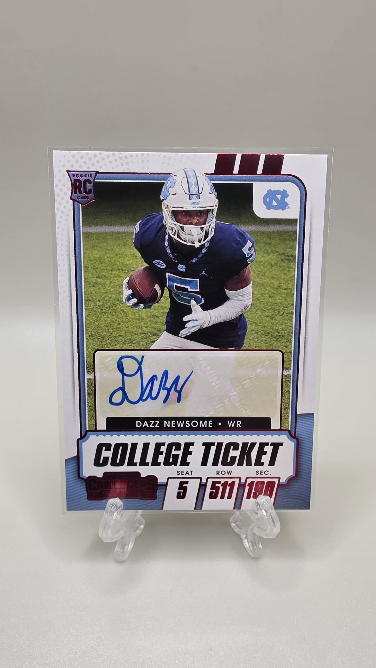 2021 Panini Contenders College Ticket Dazz Newsome Red Rookie Auto Card #139