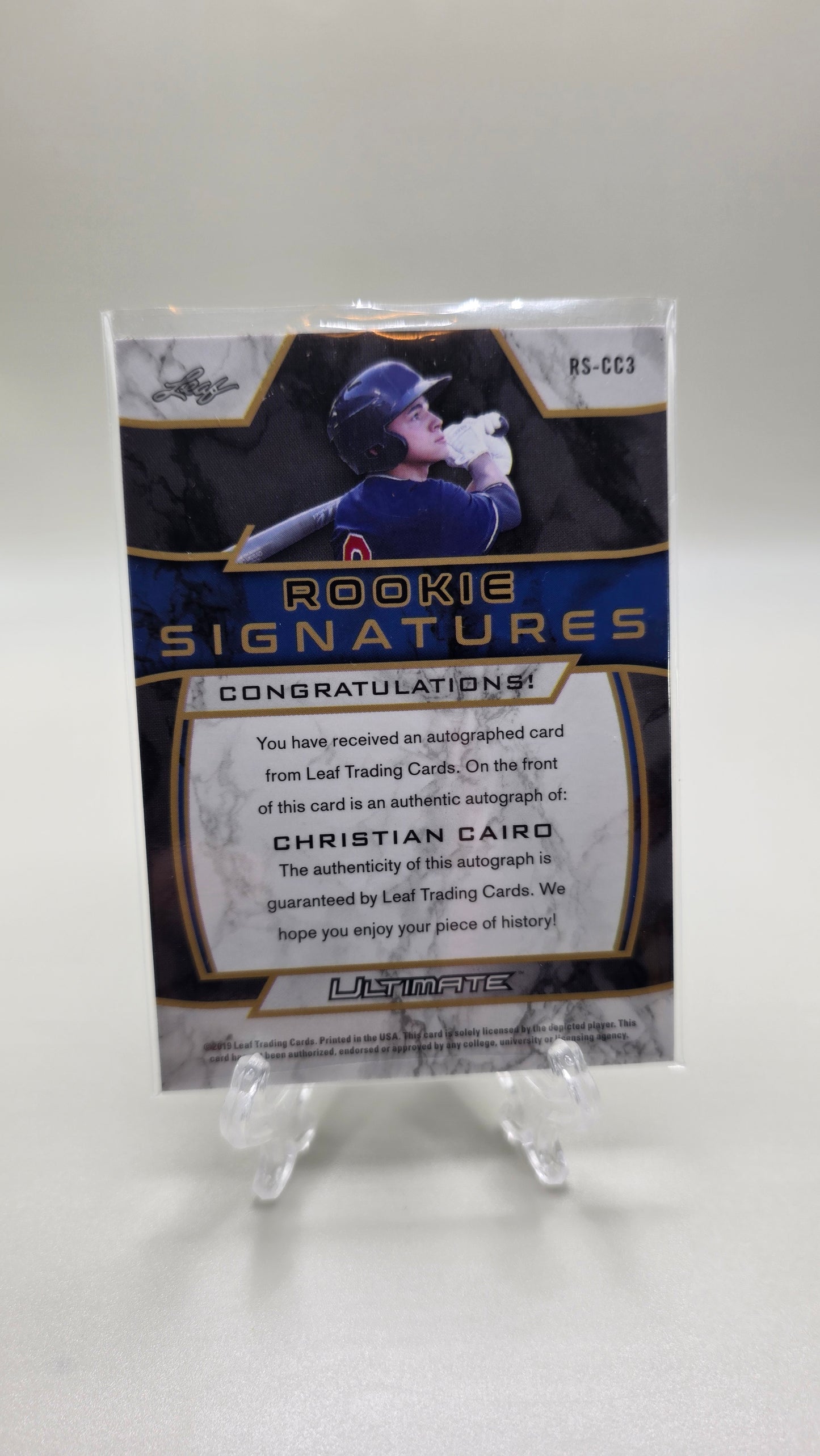 2019 Leaf Ultimate Rookie Signatures Christian Cairo Auto #/15 Card #RS-CC3