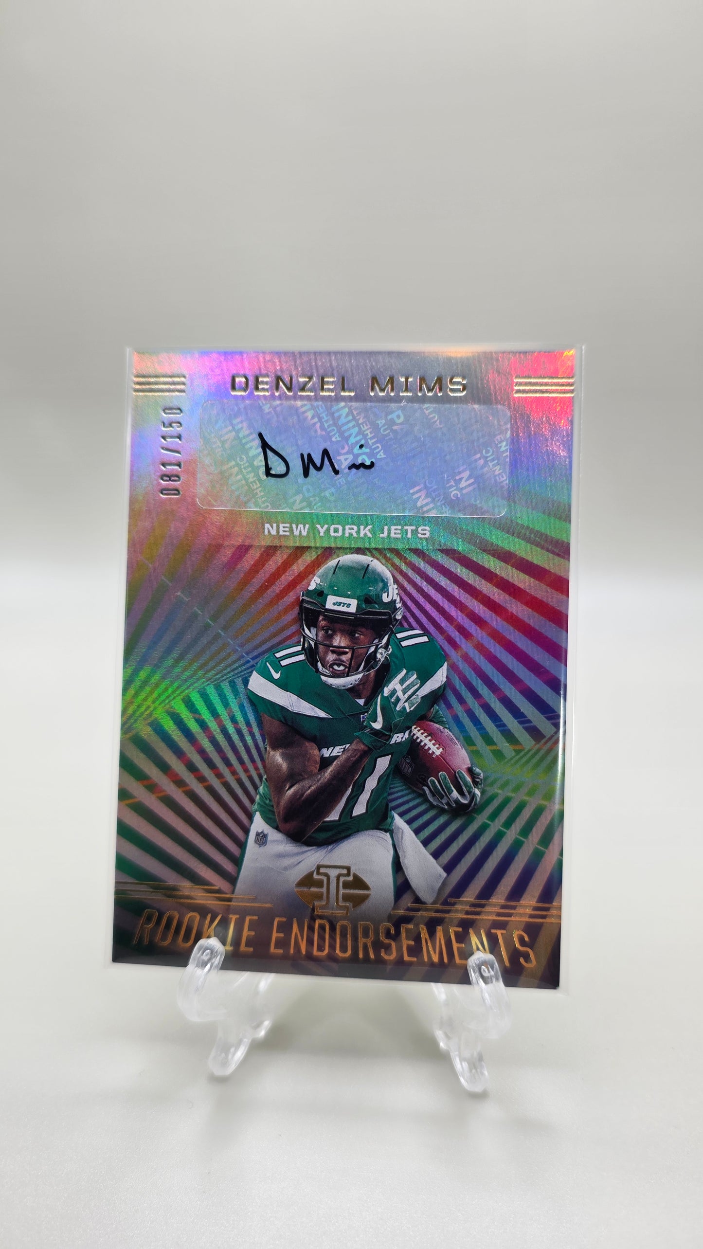 2020 Panini Illusions Denzel Mims Rookie Endorsements Autograph Card #RE20