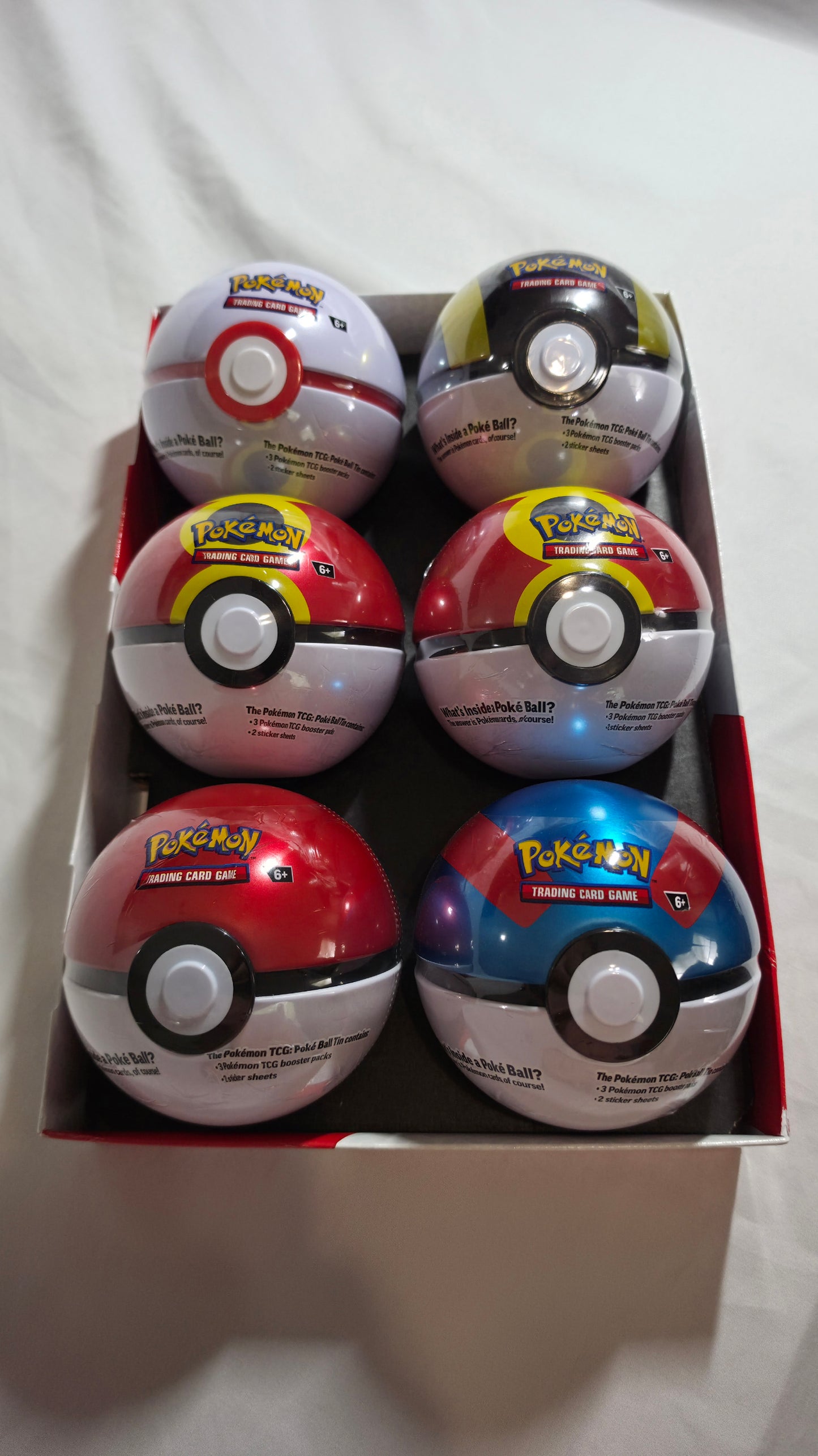 Pokemon TCG Poke Ball Tins x 6 L25 Set Factory Sealed New with Display