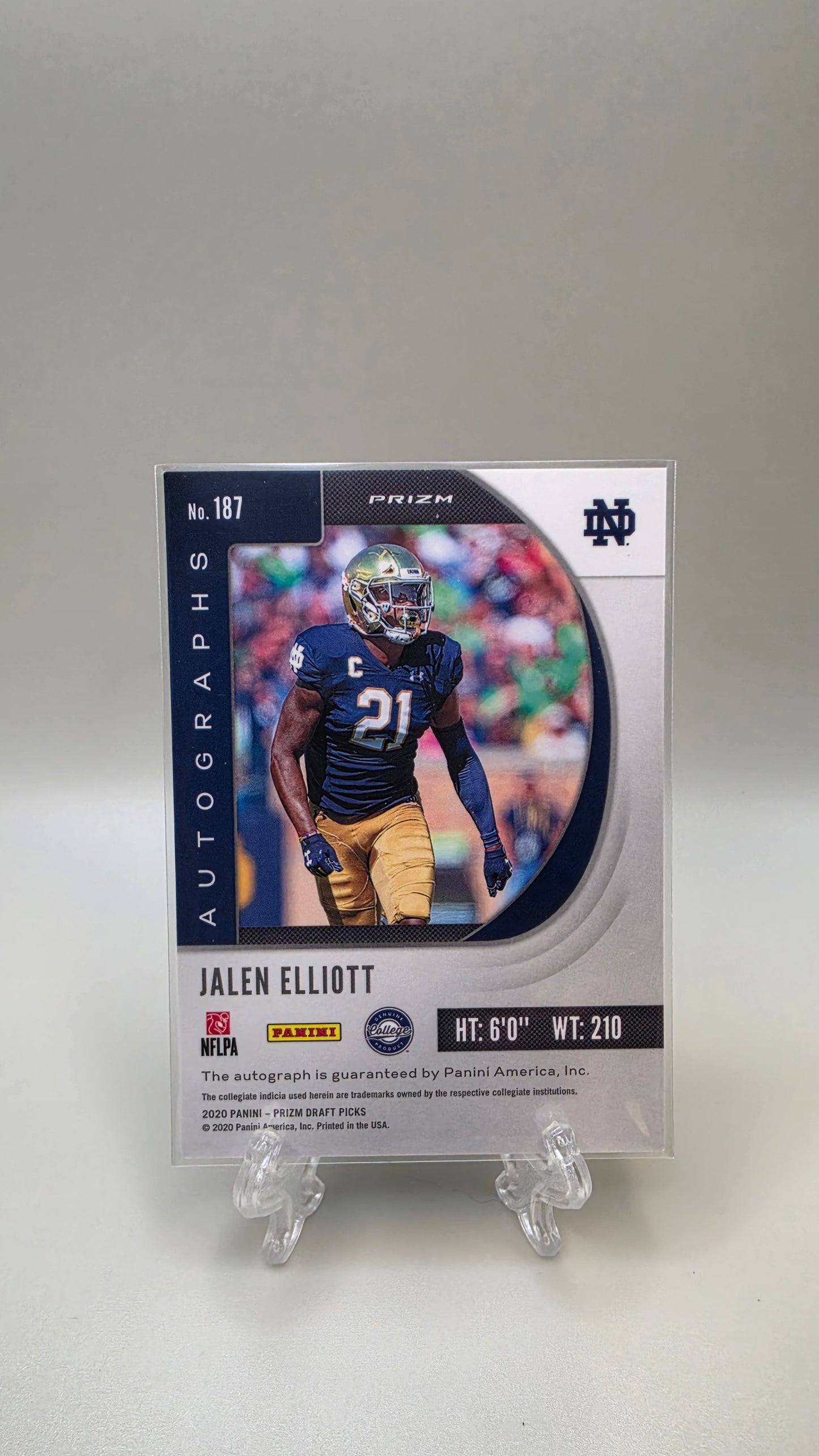 2020 Prizm Draft Picks Jalen Elliott Blur RC Auto #187