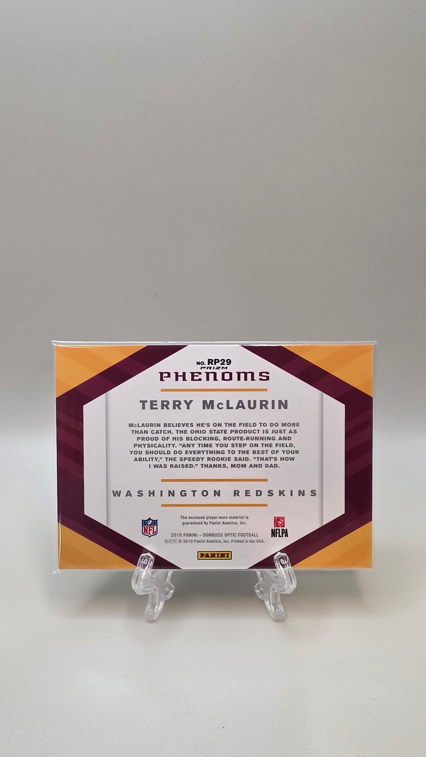 2019 Optic Donruss Terry McLaurin Rookie Phenoms Silver Prizm #RP29