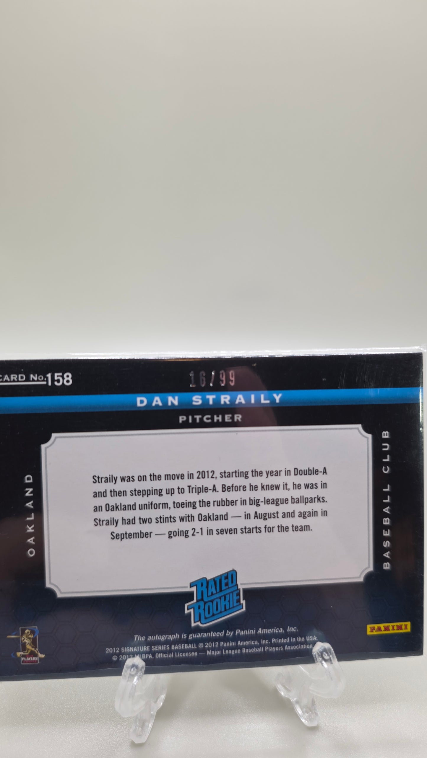 2012 Signature Series Dan Straily Rookie Patch Auto # /99 Card #158