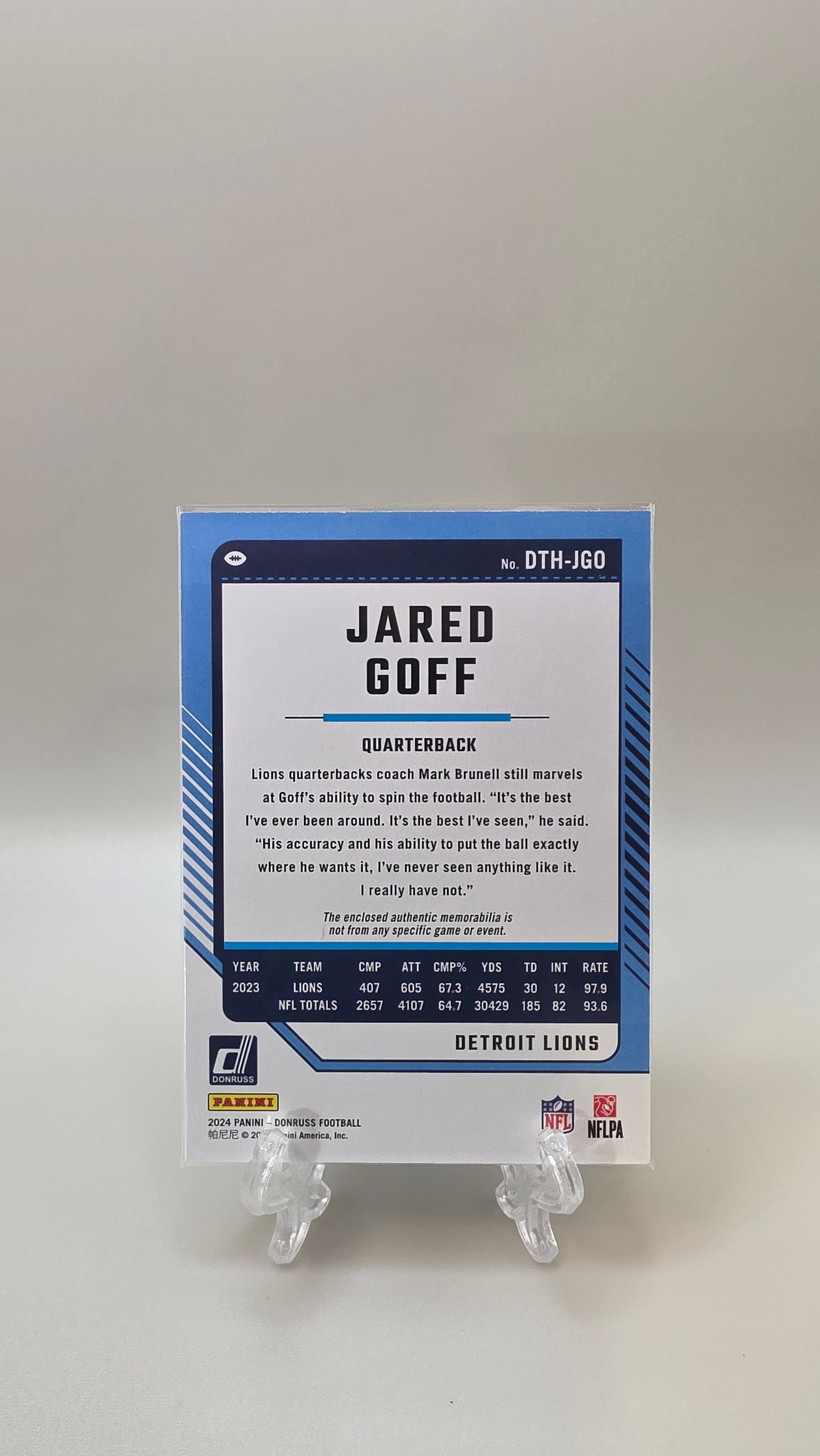 2024 Donruss Jared Goff Threads Mem #DTH-JGO