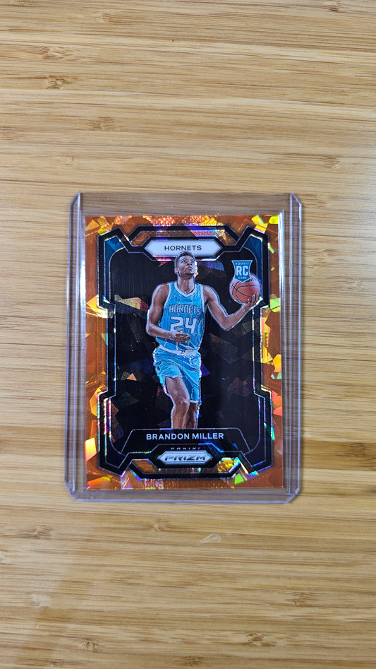 2023 NBA Panini Prizm Brandon Miller - Orange Cracked Ice Base RC - Charlotte Hornets