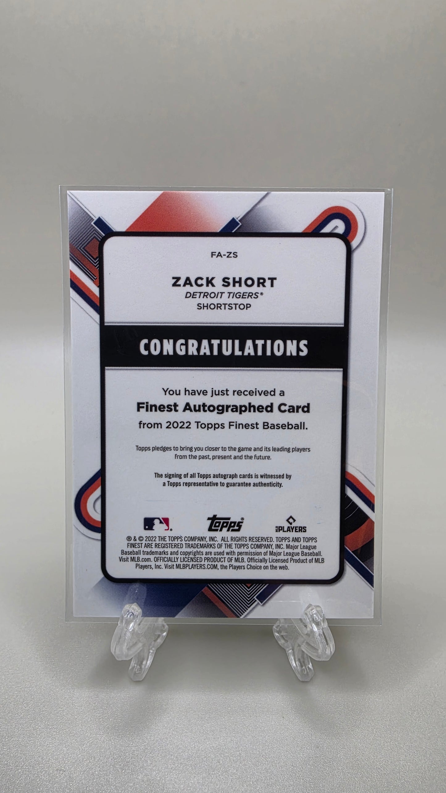 2022 Topps Finest Zack Short Rookie Base Auto #FA-ZS