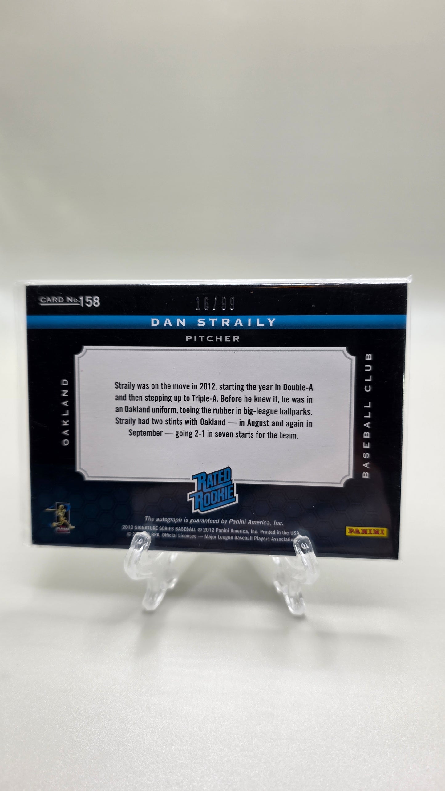 2012 Signature Series Dan Straily Rookie Patch Auto # /99 Card #158