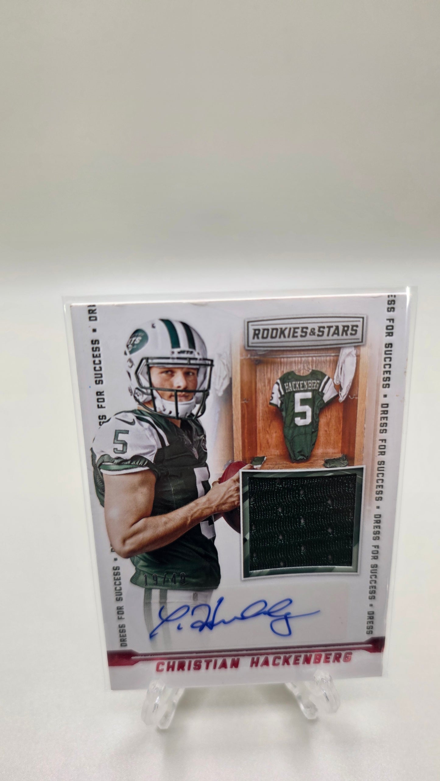 2016 Rookies & Stars Christian Hackenberg RPA True Red #/49 Card #DFS-CH