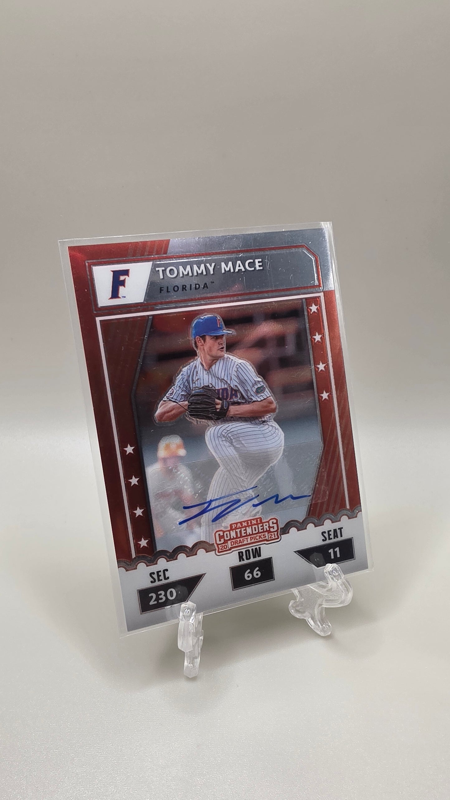 2021 Panini Elite Extra Edition Tommy Mace College Tickets Orange Auto #/99 Card # CTO-TO