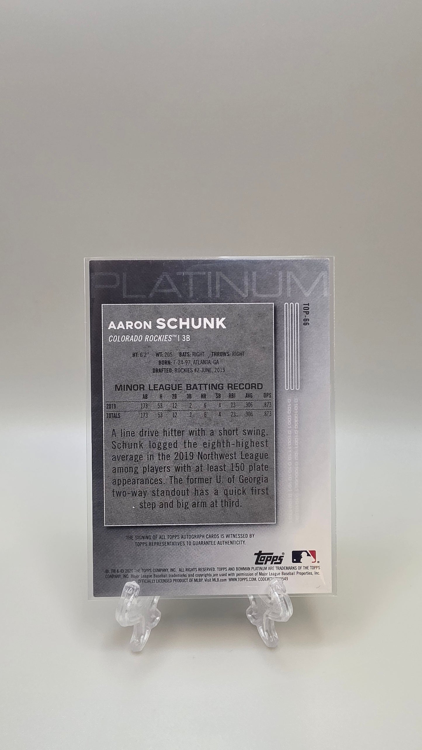 2020 Bowman Platinum Aaron Schunk Auto #Top-66