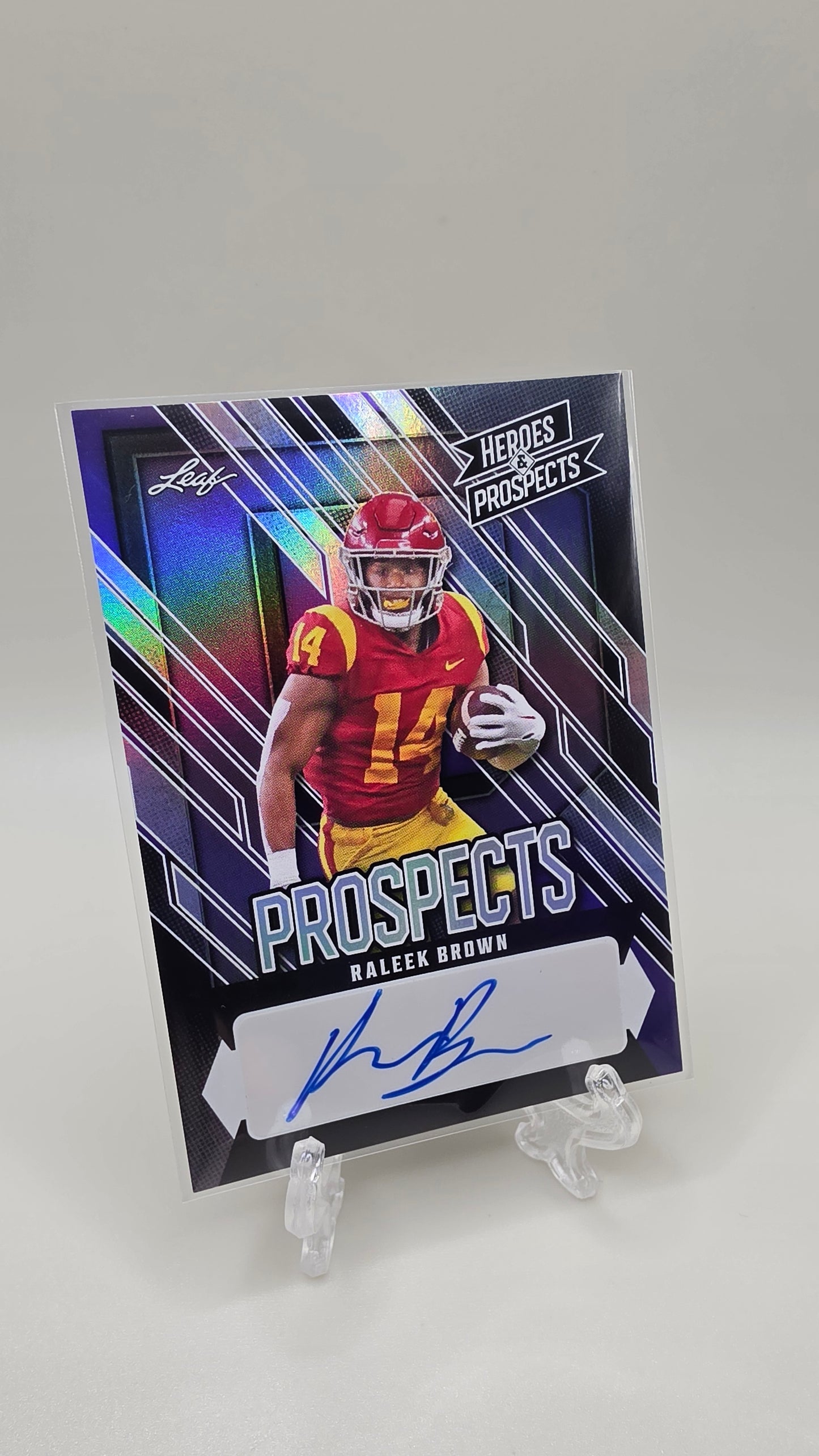 2024 Leaf Trading Raleek Brown Heroes & Prospects Purple Auto #/25 Card # AP-RB1