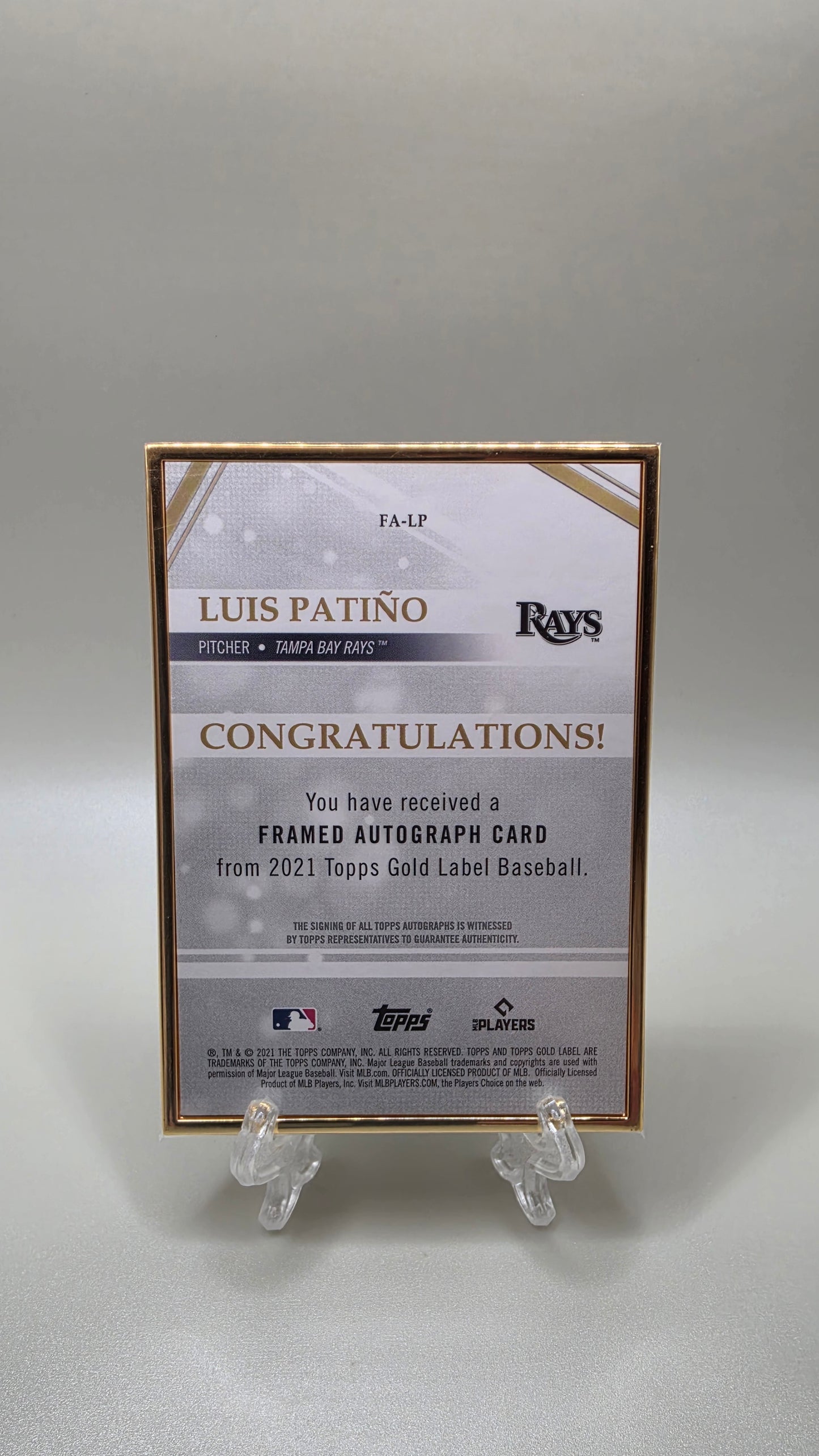 2021 Topps Gold Label Luis Patino Metal Framed Auto Card # FA-LP