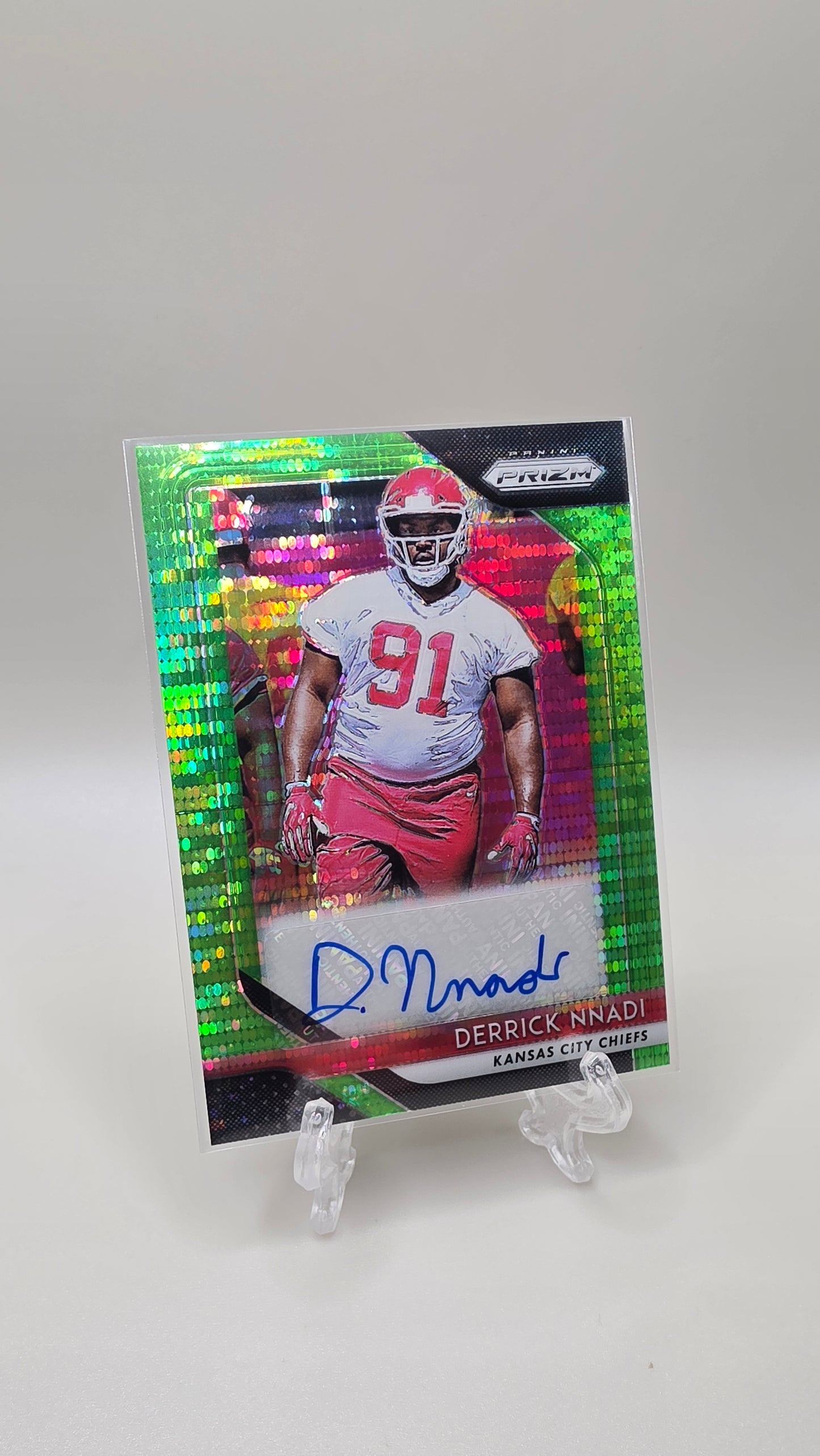 2018 Panini Prizm Derrick Nnadi Green Prizm Auto Card #RA-DN