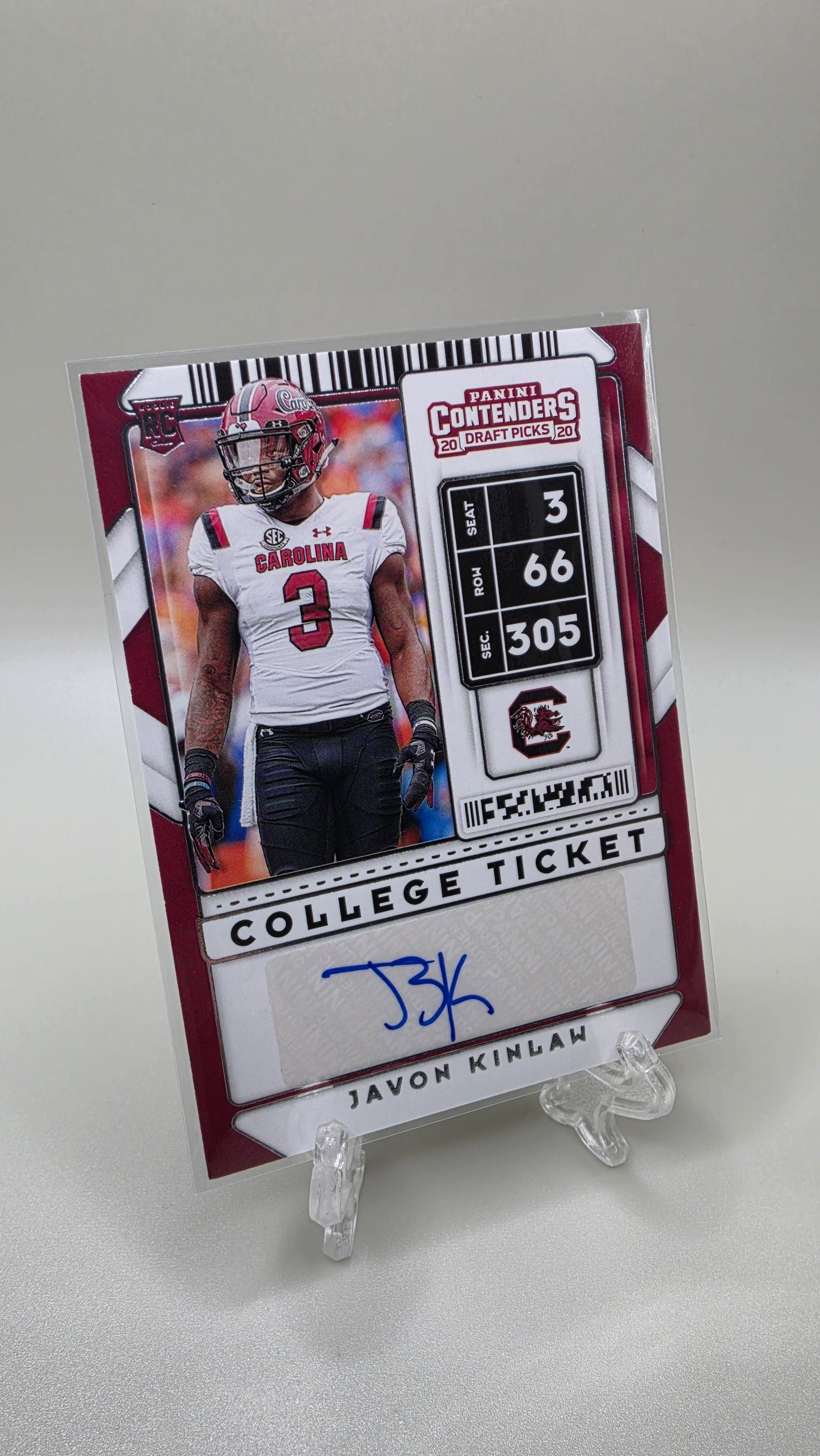 2020 Panini Contenders Javon Kinlaw College Ticket Auto Card #165