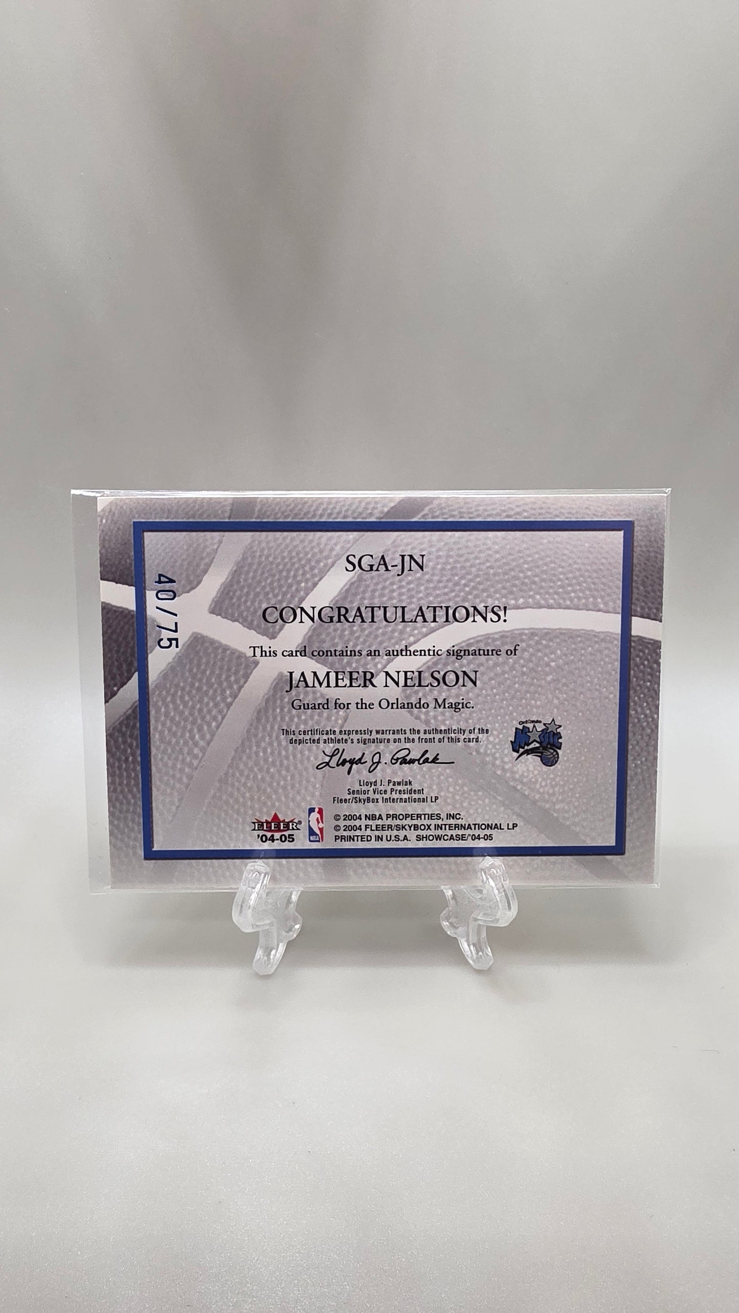 2004-05 Fleer Showcase Signature Blue Jameer Nelson Auto #/75 #SGA-JN