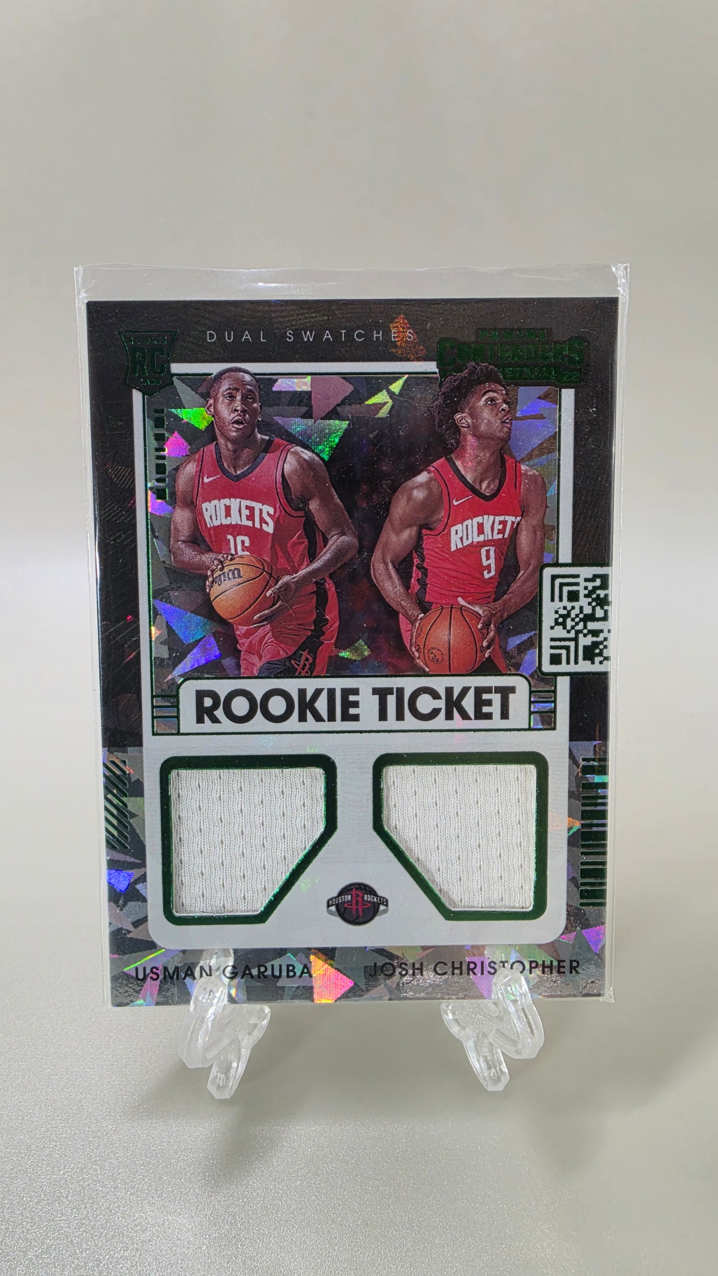 2021-22 Contenders Usman Garuba Josh Christopher Green Ice Dual Swatch RC