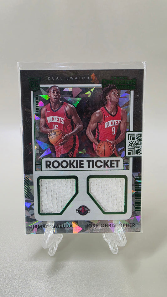 2021-22 Contenders Usman Garuba Josh Christopher Green Ice Dual Swatch RC