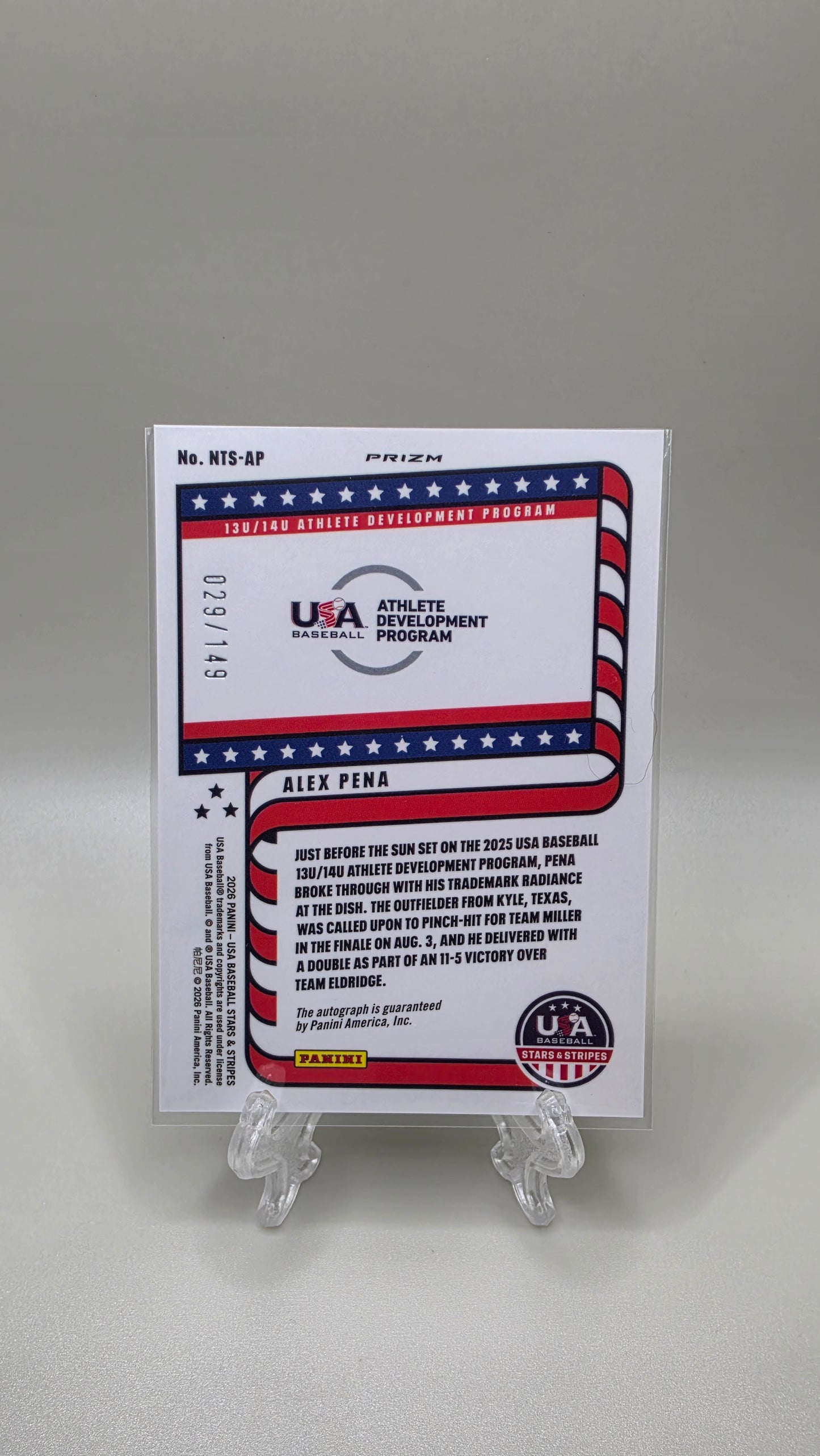 2026 Panini Stars & Stripes Alex Pena Auto #/149 Card #NTS-AP