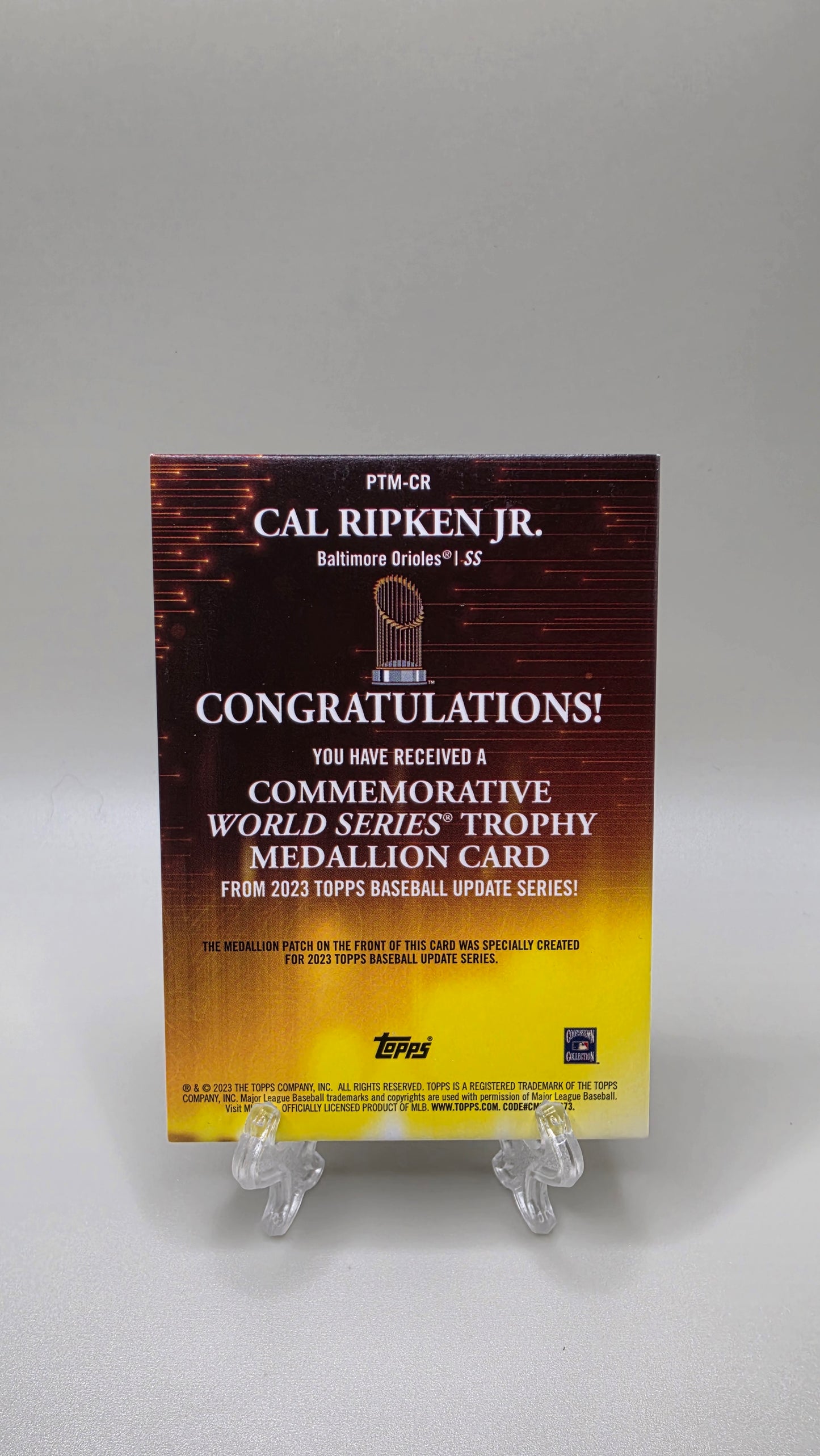 2023 Topps Cal Ripken Jr. 1983 World Series Medallion Card # PTM-CR