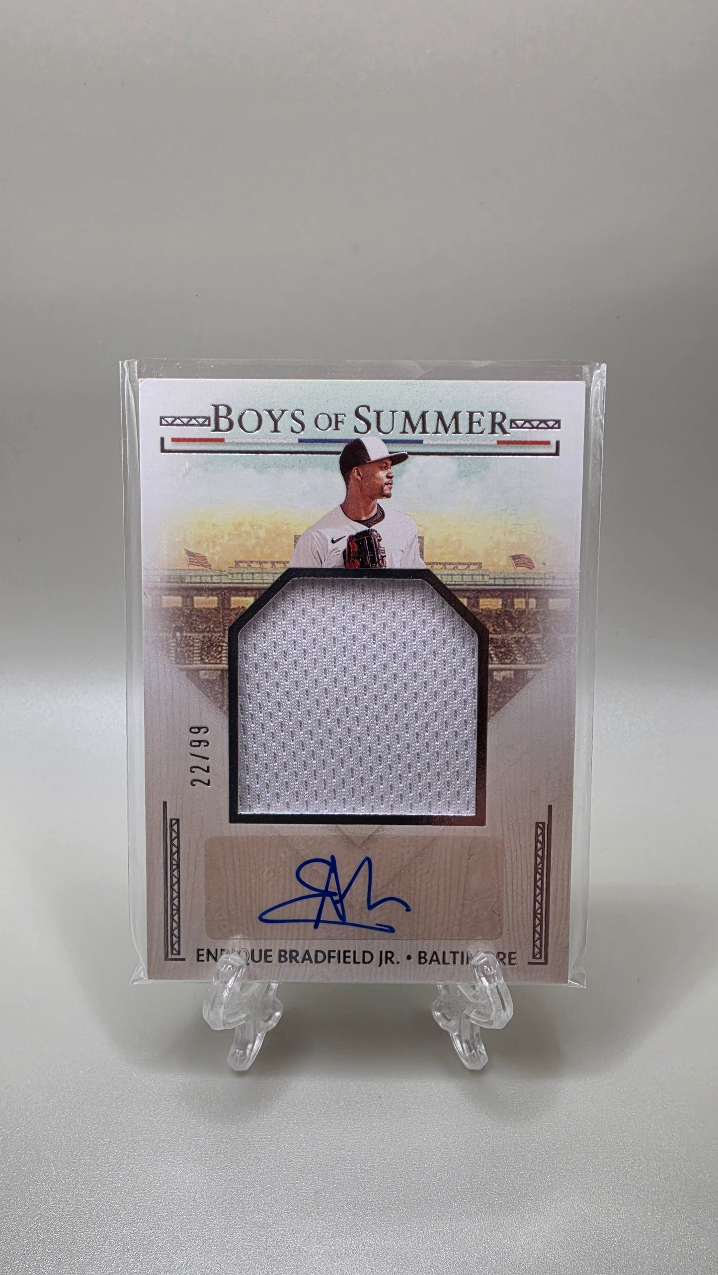 2024 Panini Boys of the Summer Enrique Bradfield Jr Patch Auto #/99 Card # JMS-EBJ