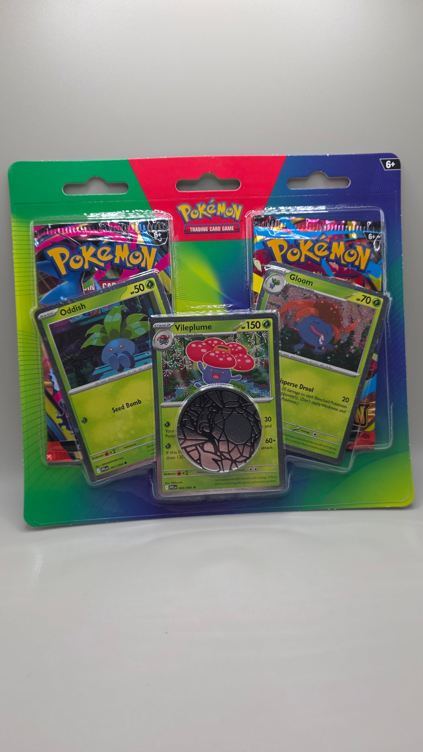 Pokemon TCG Vileplume Oddish Gloom 2 Pack Blister /w Coin Sealed