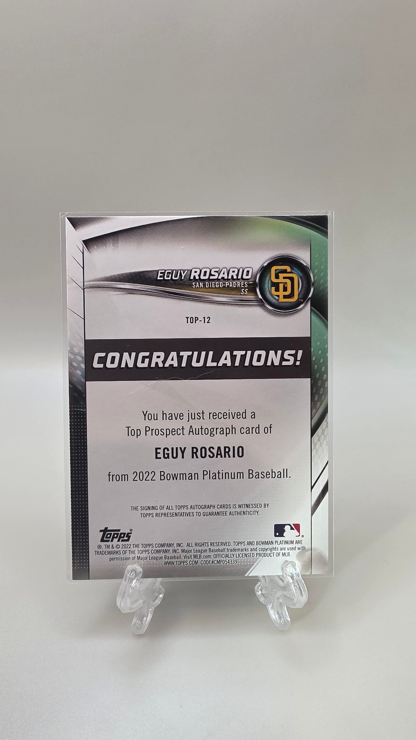 2022 Bowman Platinum Eguy Rosario Auto #Top-12