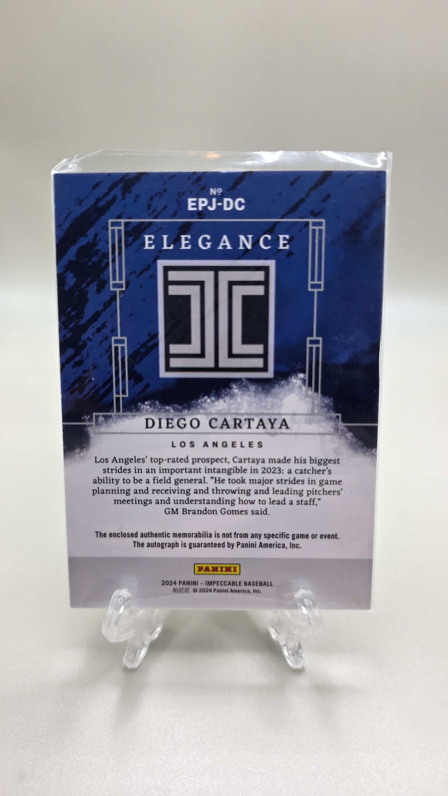 2024 Impeccable Elegance Diego Cartaya Patch Auto #/99 Card #EPJ-DC