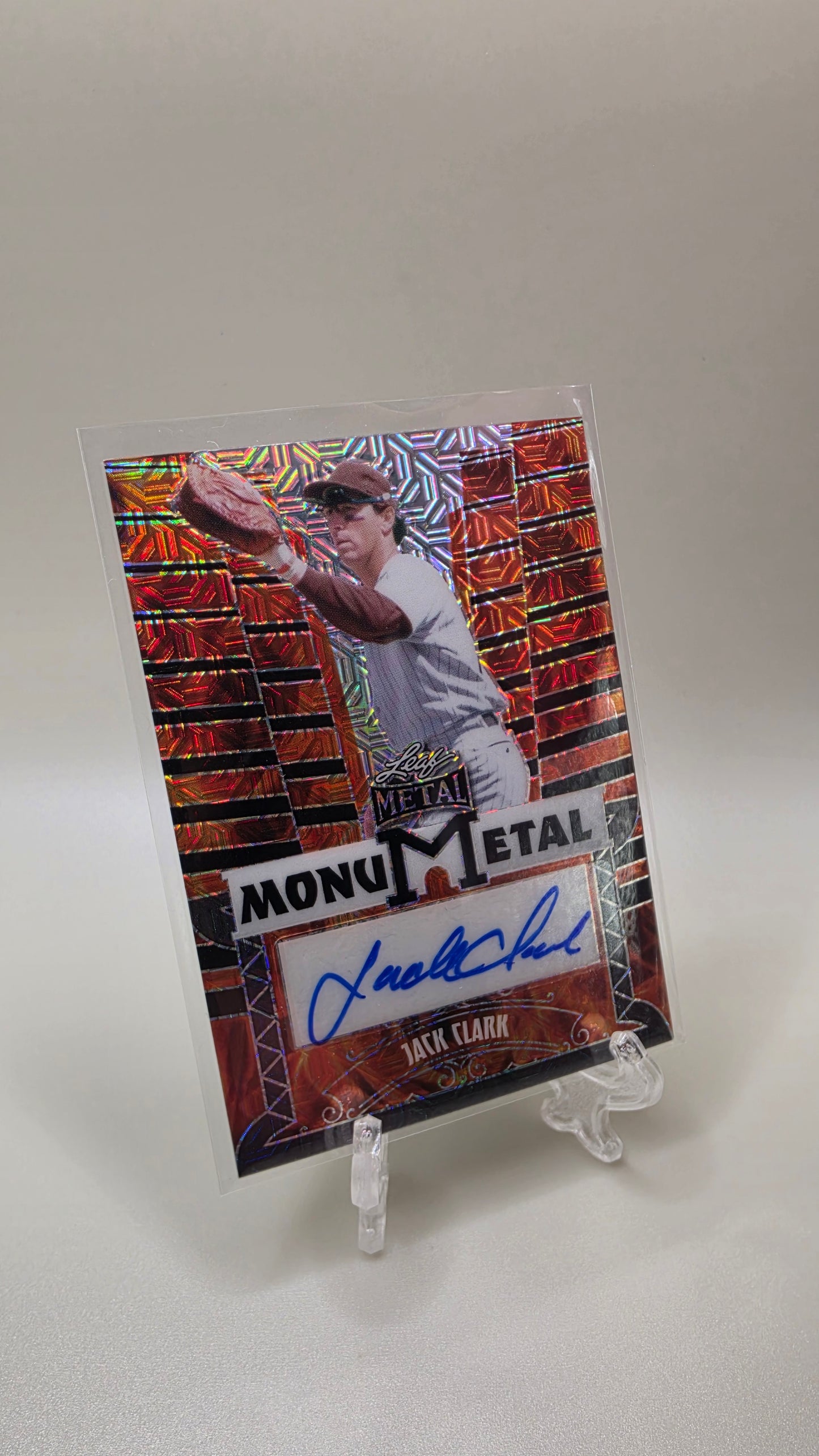 2024 Leaf Metal MonuMetal Jack Clark Orange Mojo Auto # 1/1 !!! Card # MM-JC2