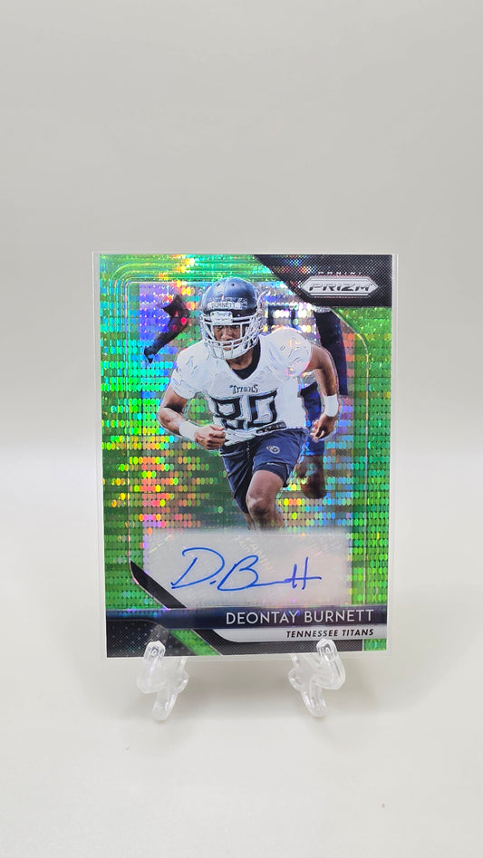 2018 Panini Prizm Deontay Burnett Green Prizm Auto Card #RA-DB