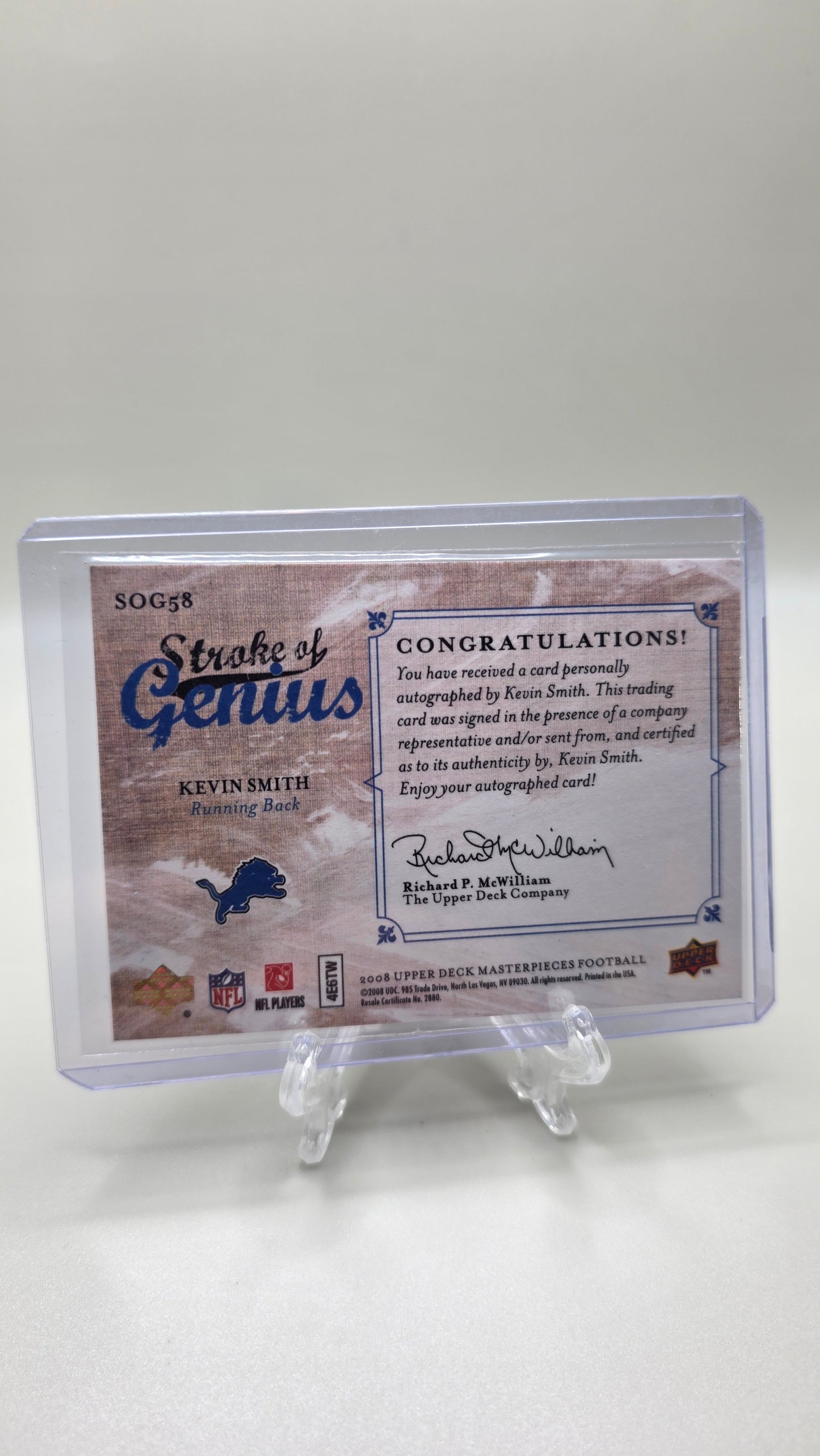 2008 Upper Deck Masterpieces Stroke of Genius Kevin Smith Autograph Card #SOG58